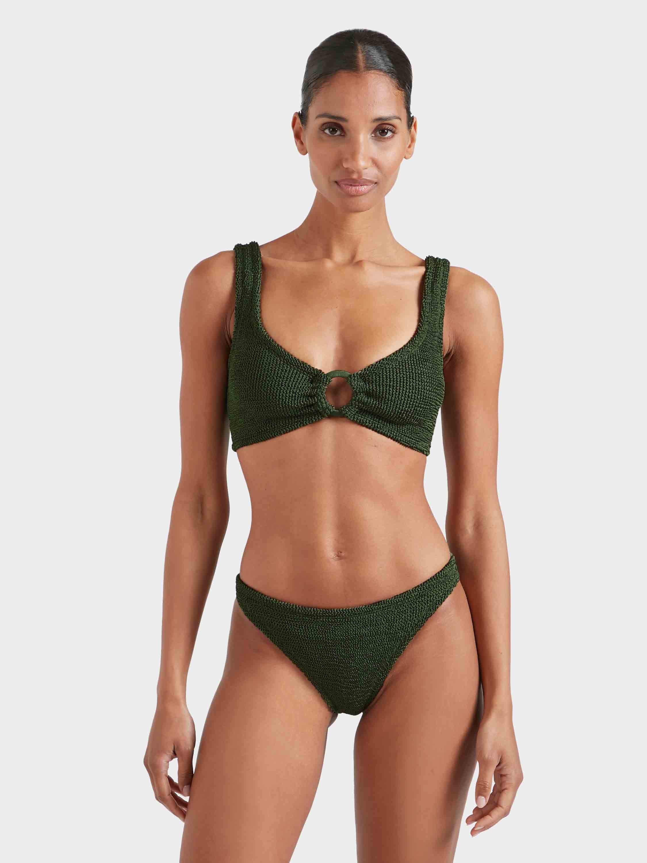 Julia Bikini With Tonal Hoops - Metallic Khaki