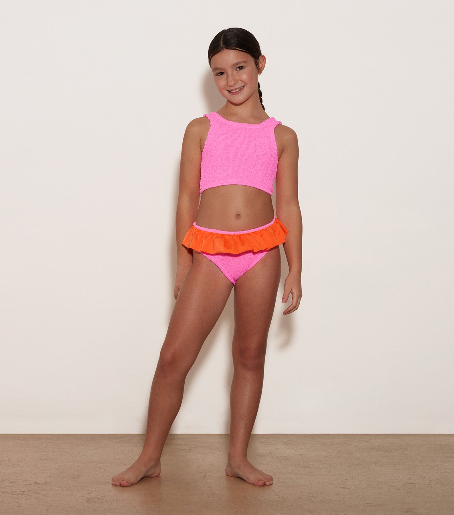 Kids Duo Olive Bikini (Ages 7 to 12) - Bubblegum/Orange