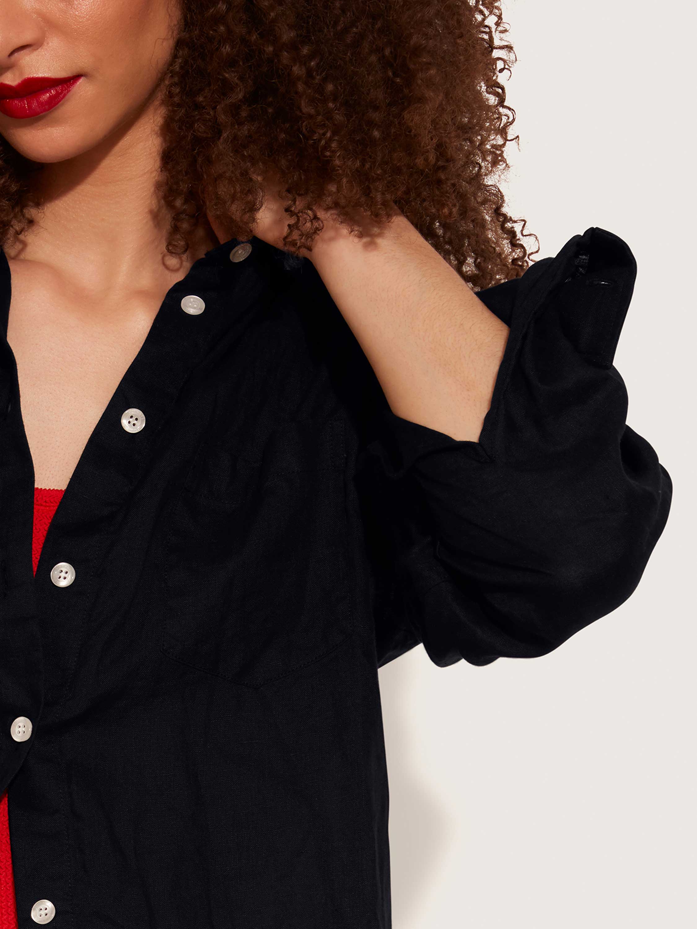 Linen Oversized Shirt - Black