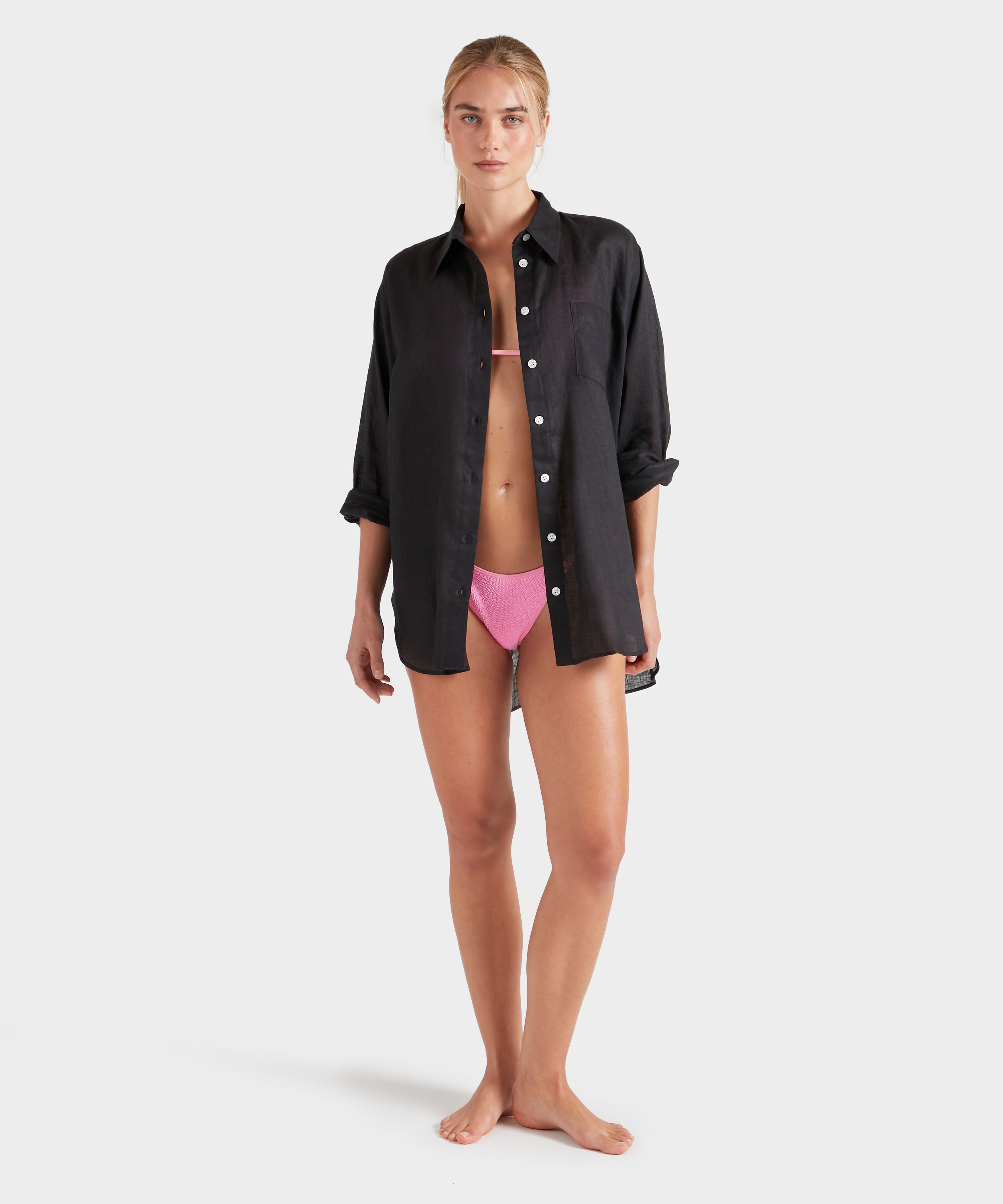 Linen Oversized Shirt - Black