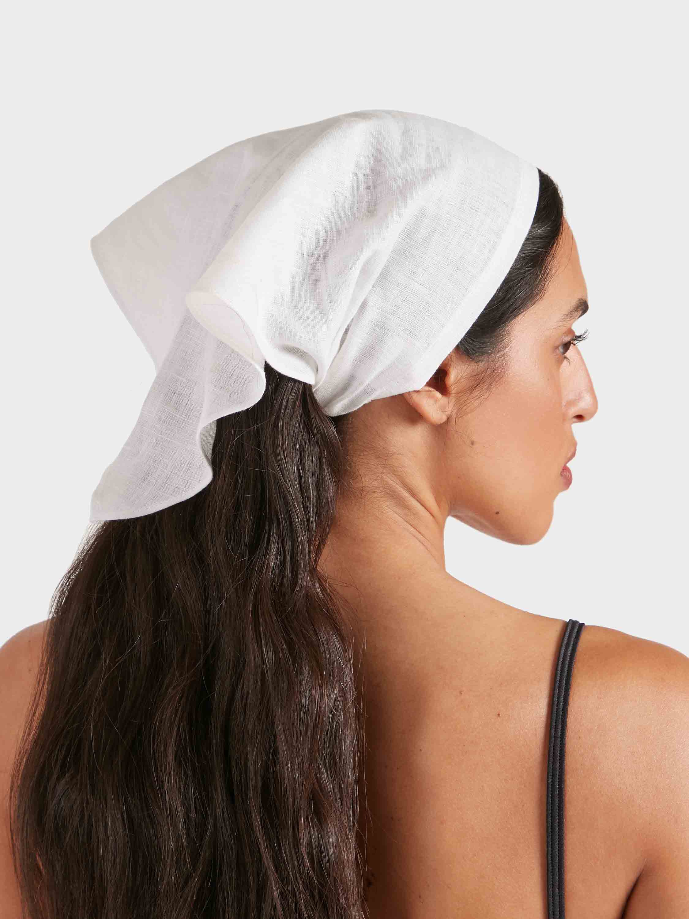 Sofia Linen Headscarf - White