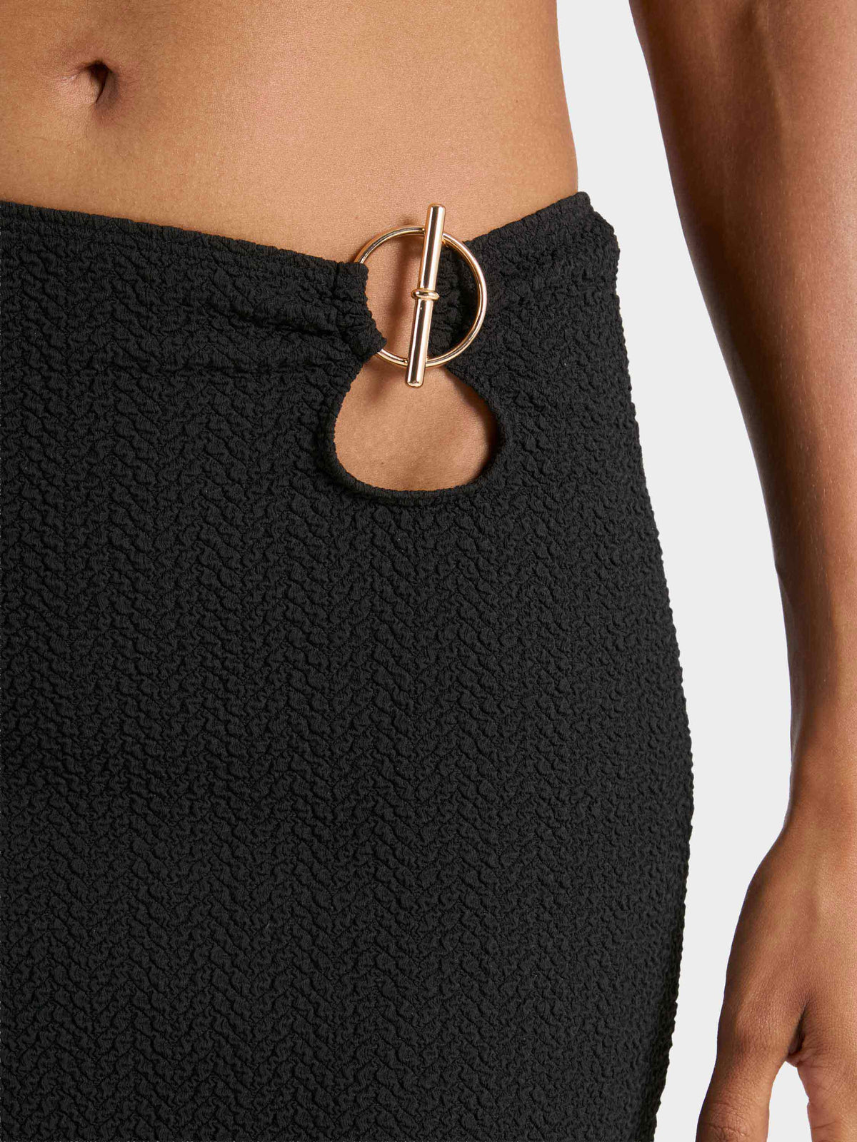 Mini Skirt With T Bar - Black