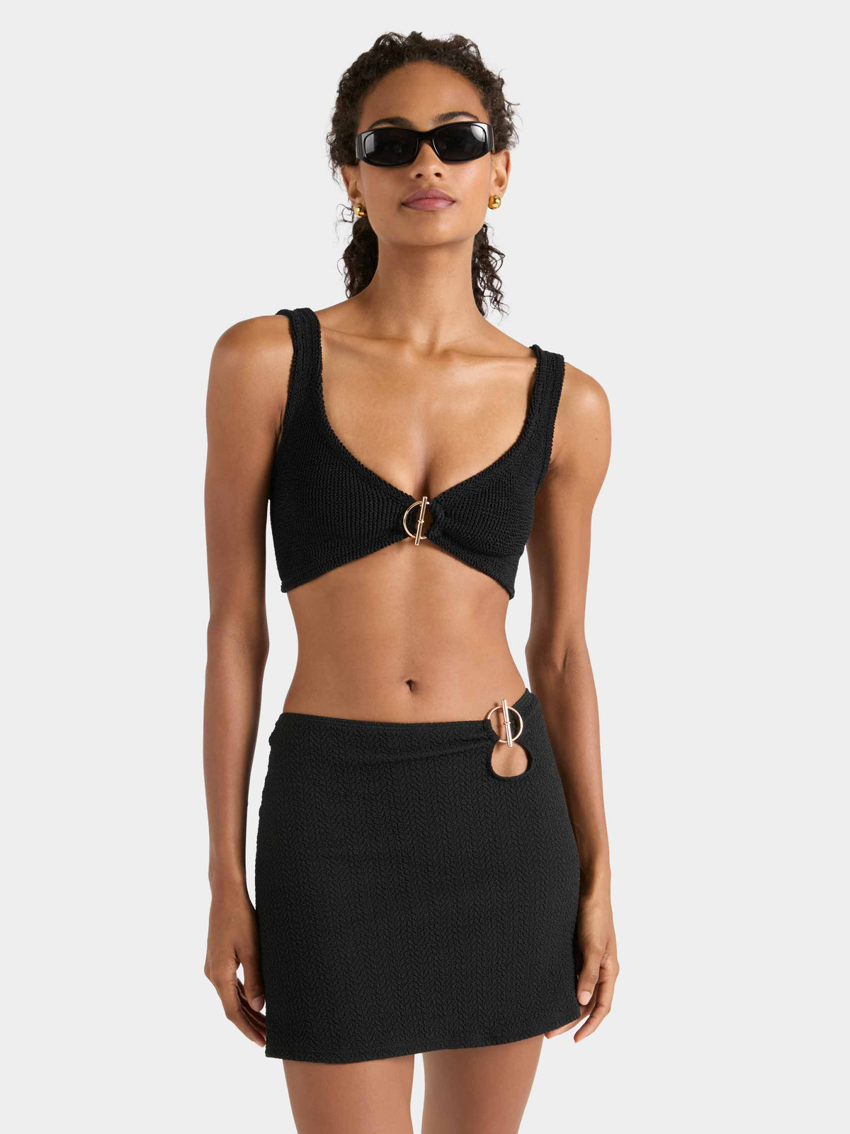 Mini Skirt With T Bar - Black
