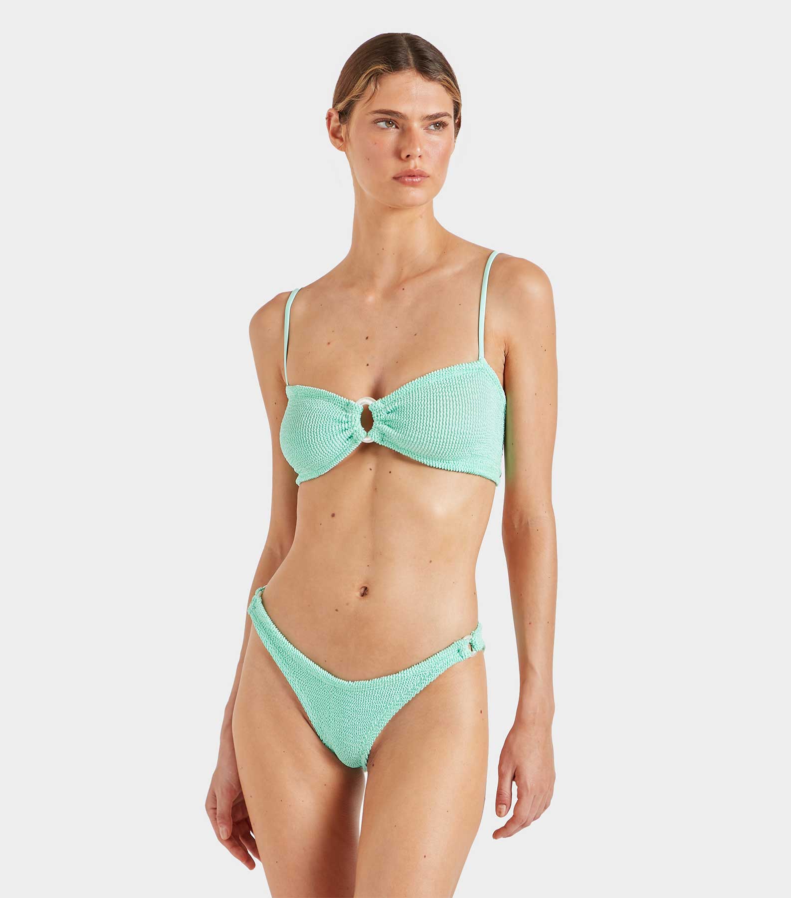 Misty Bikini With Pearly Hoop - Metallic Mint