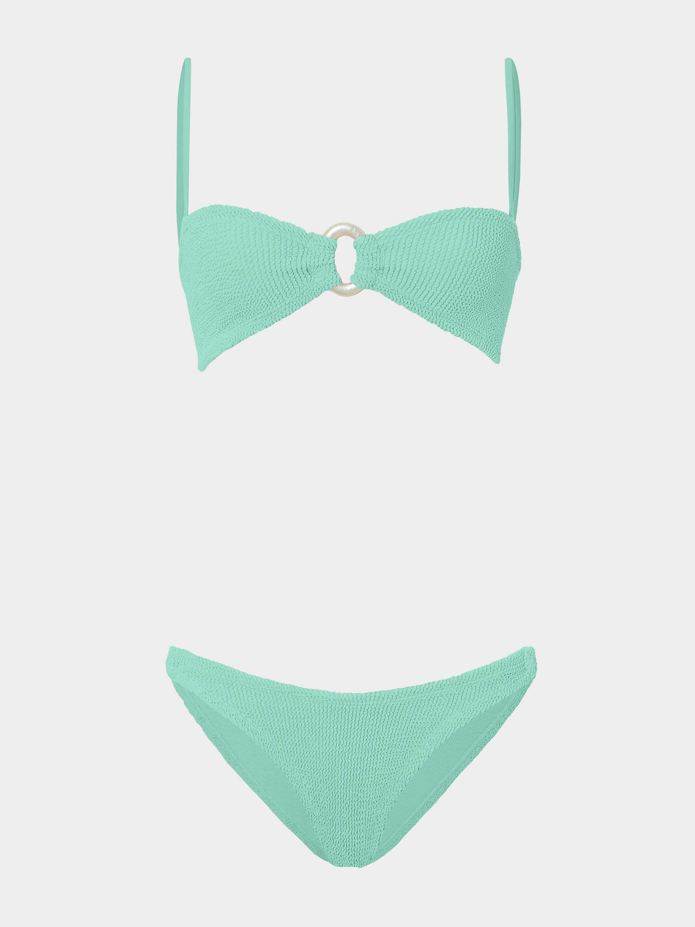 Misty Bikini With Pearly Hoop - Metallic Mint