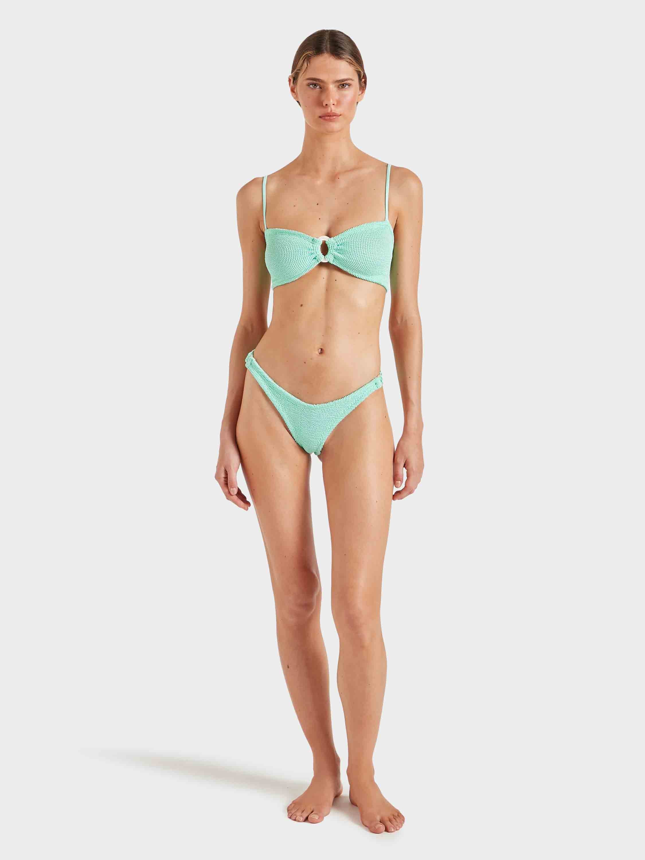 Misty Bikini With Pearly Hoop - Metallic Mint