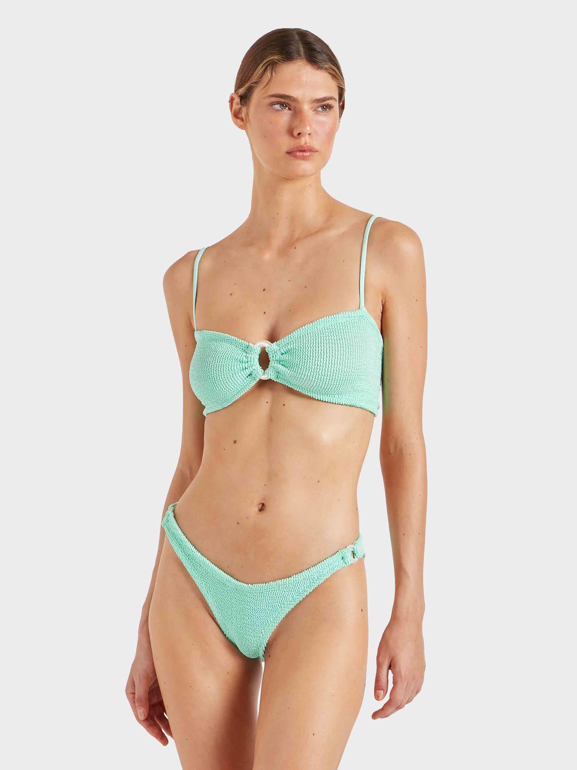 Misty Bikini With Pearly Hoop - Metallic Mint