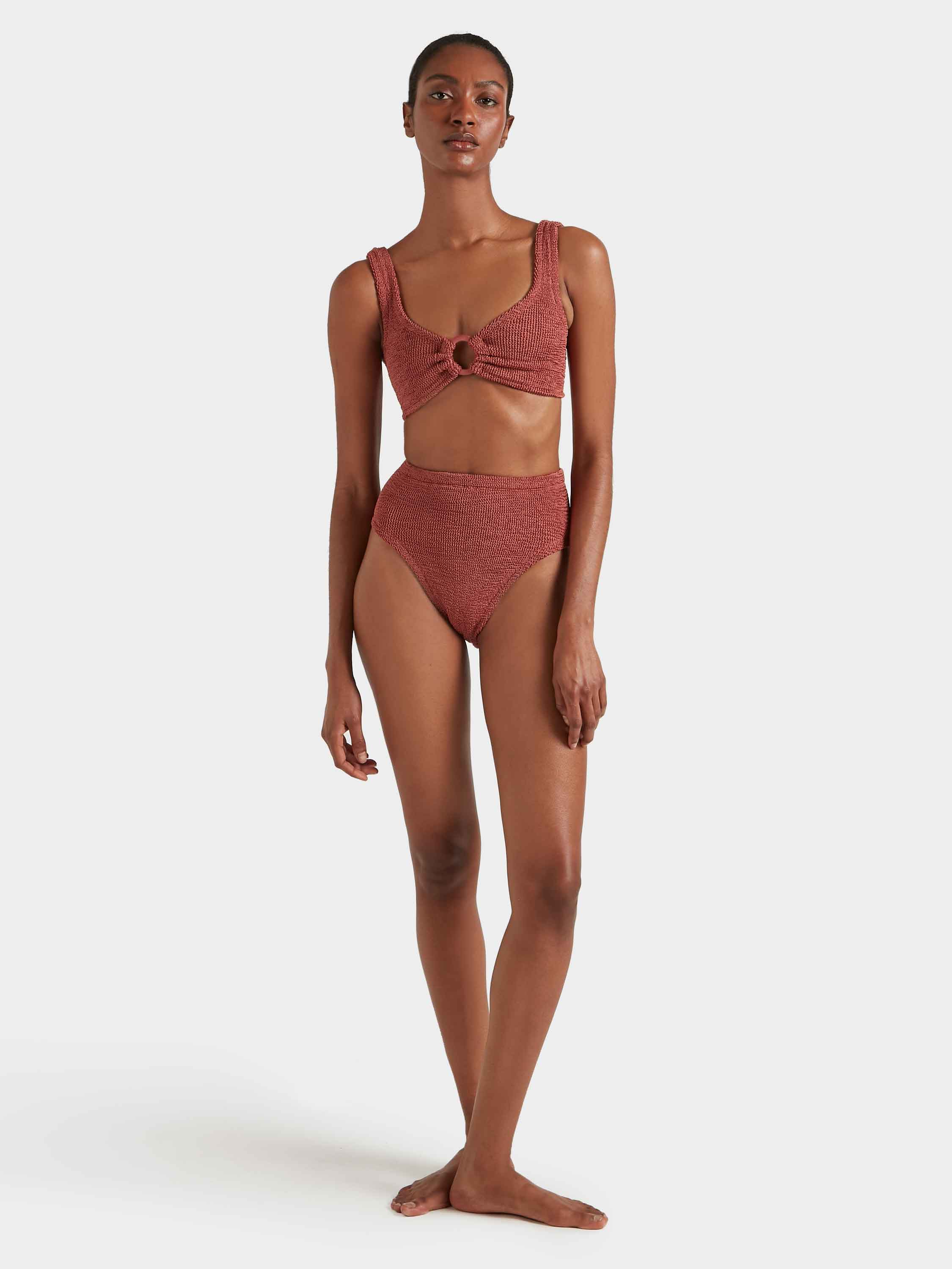 Nadine Bikini With Tonal Hoops - Metallic Rosewood