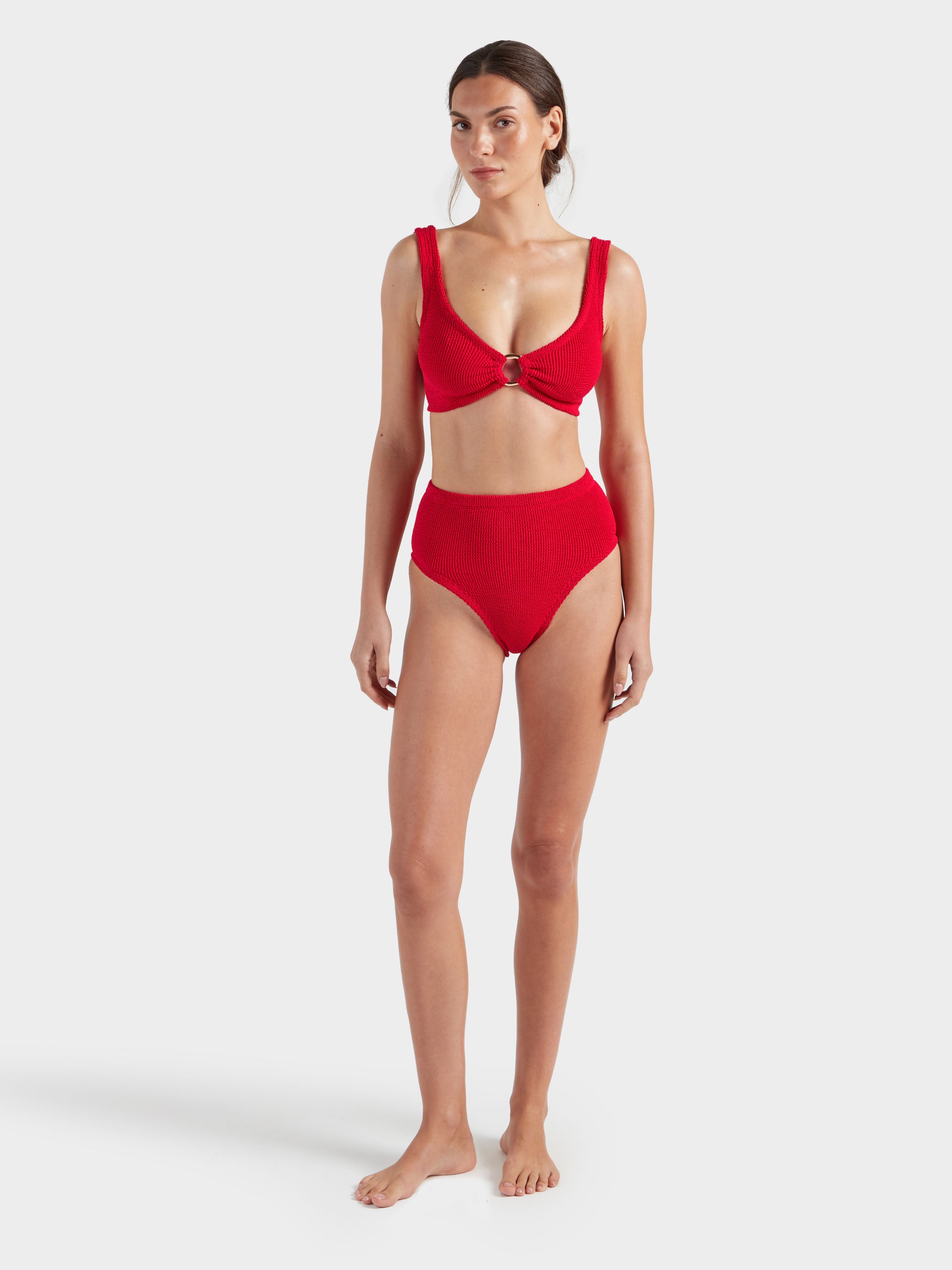 Nadine With Gold Hoop Bikini - Red