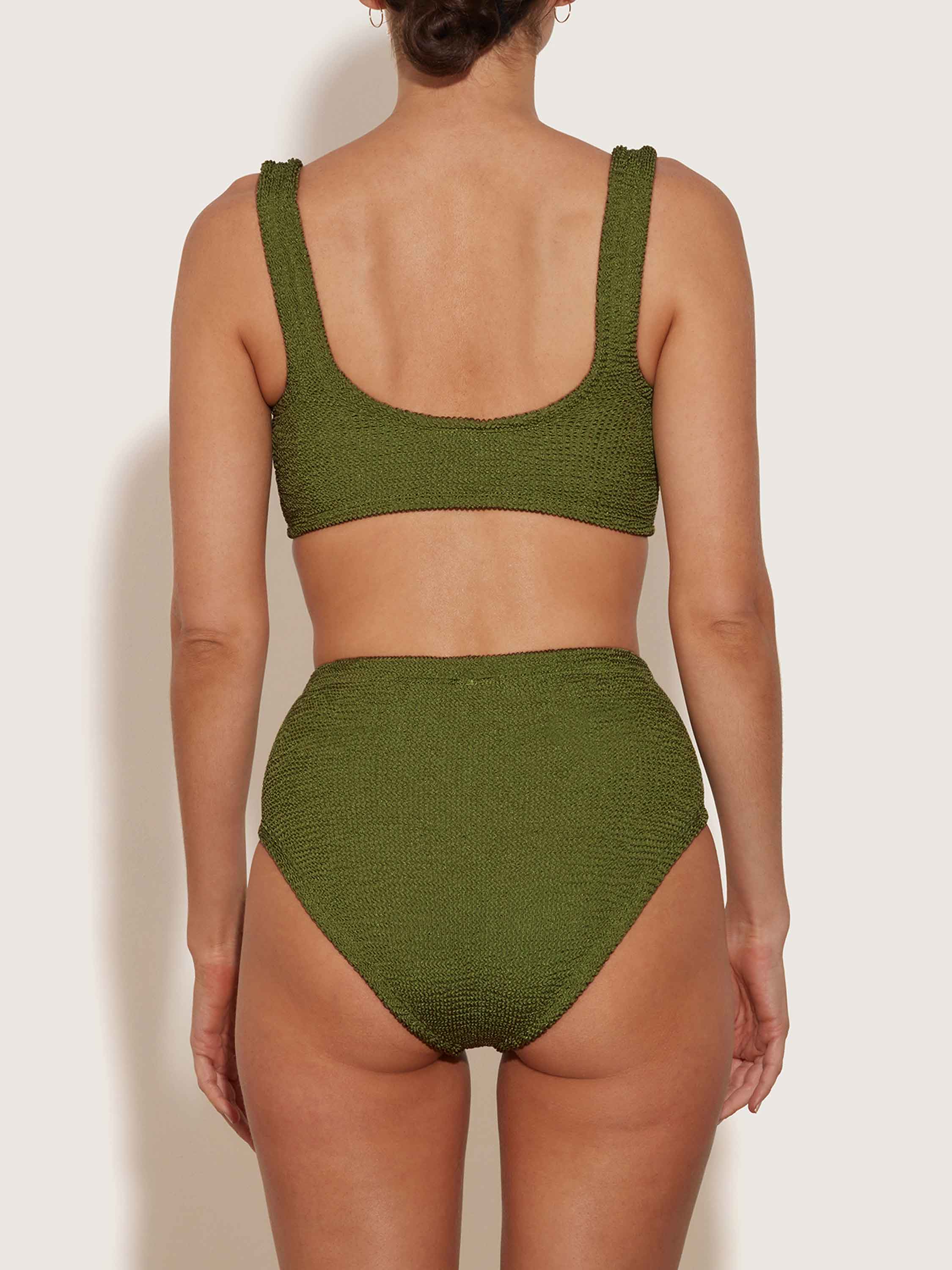 Nadine Bikini With Tonal Hoops - Metallic Moss