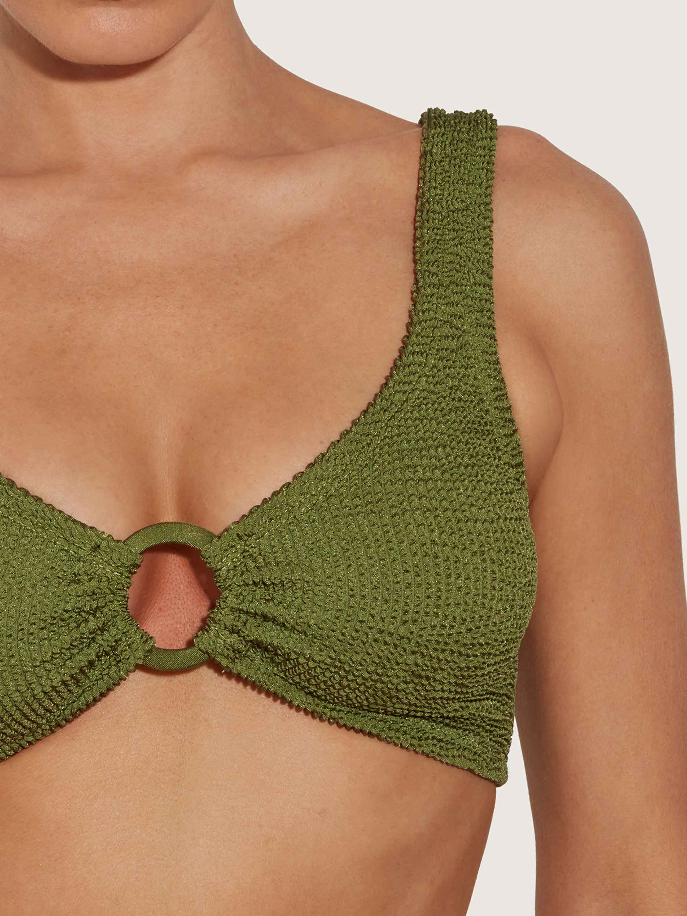 Nadine Bikini With Tonal Hoops - Metallic Moss