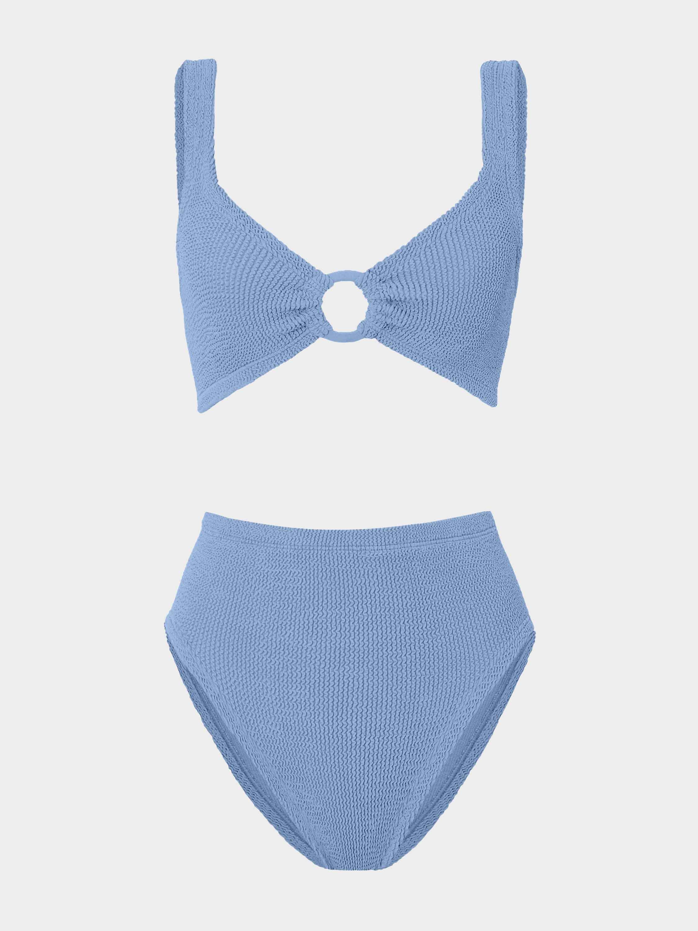 Nadine Bikini With Tonal Hoops - Cornflower