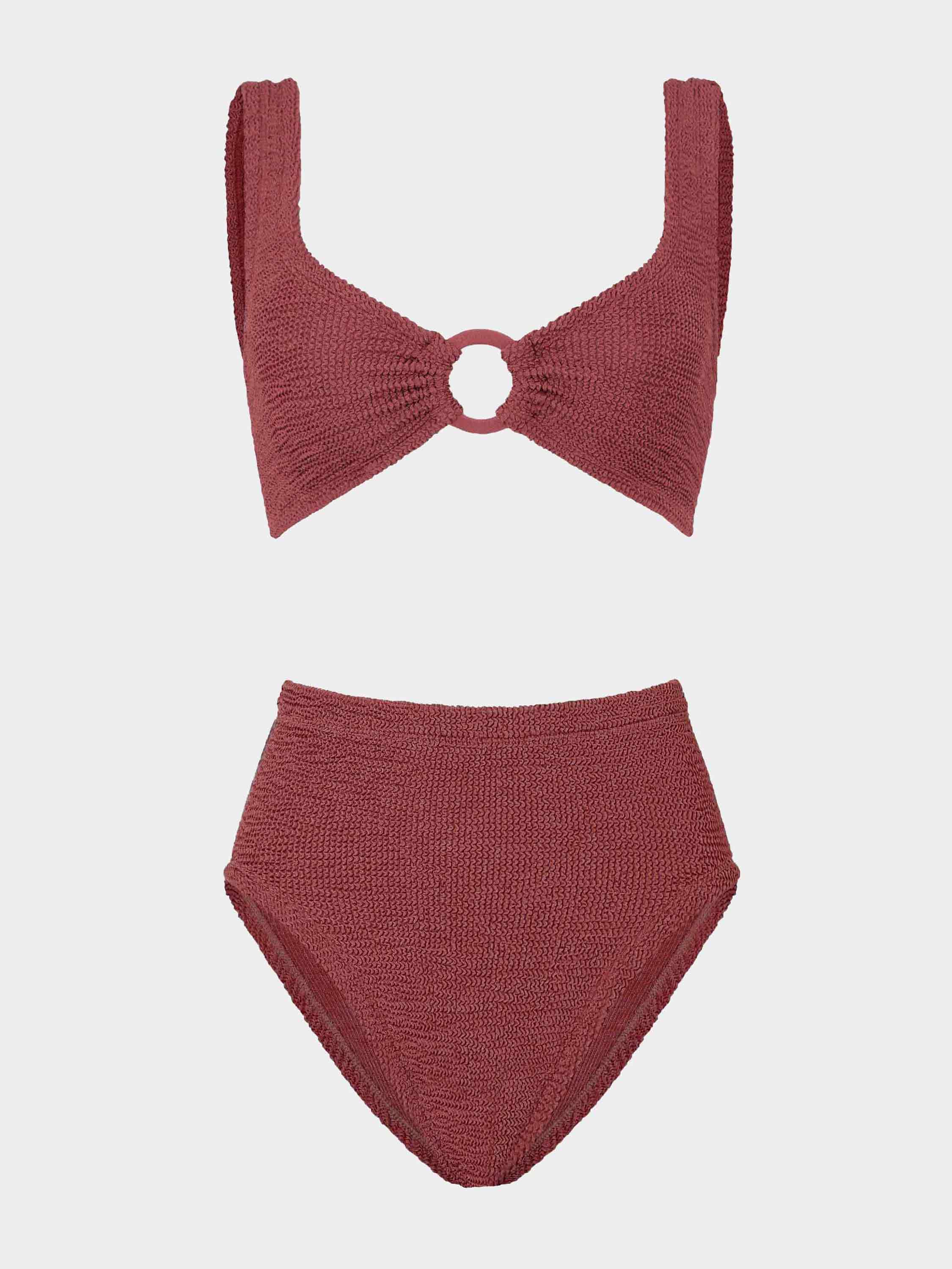 Nadine Bikini With Tonal Hoops - Metallic Rosewood