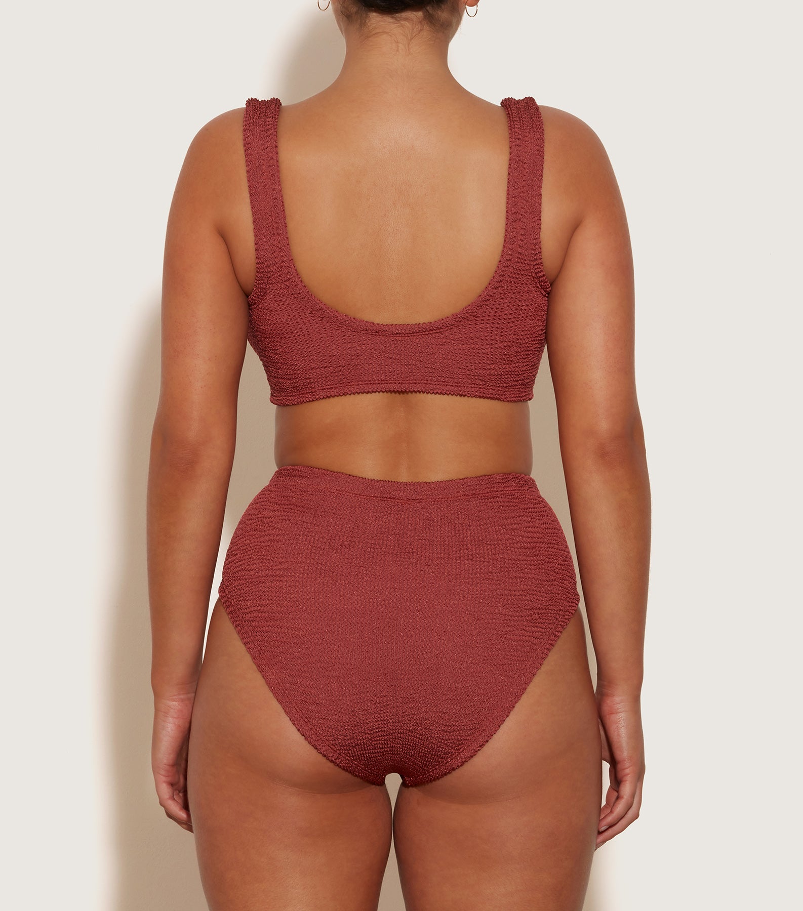 Nadine Bikini With Tonal Hoops - Metallic Rosewood