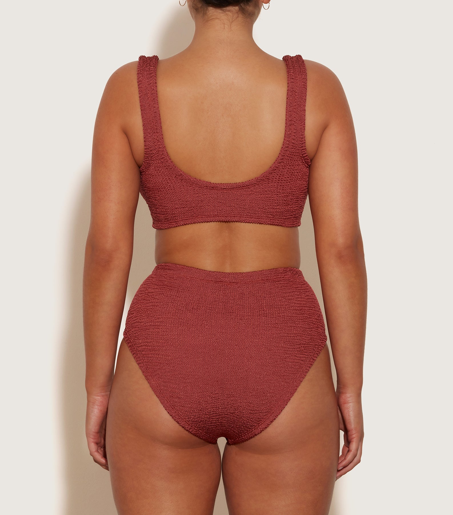 Nadine Bikini With Tonal  Hoops - Metallic Rosewood