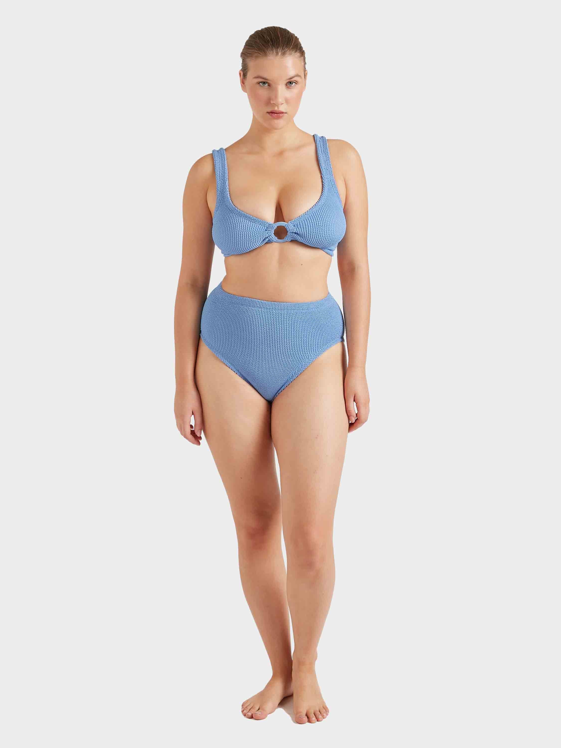 Nadine Bikini With Tonal Hoops - Cornflower