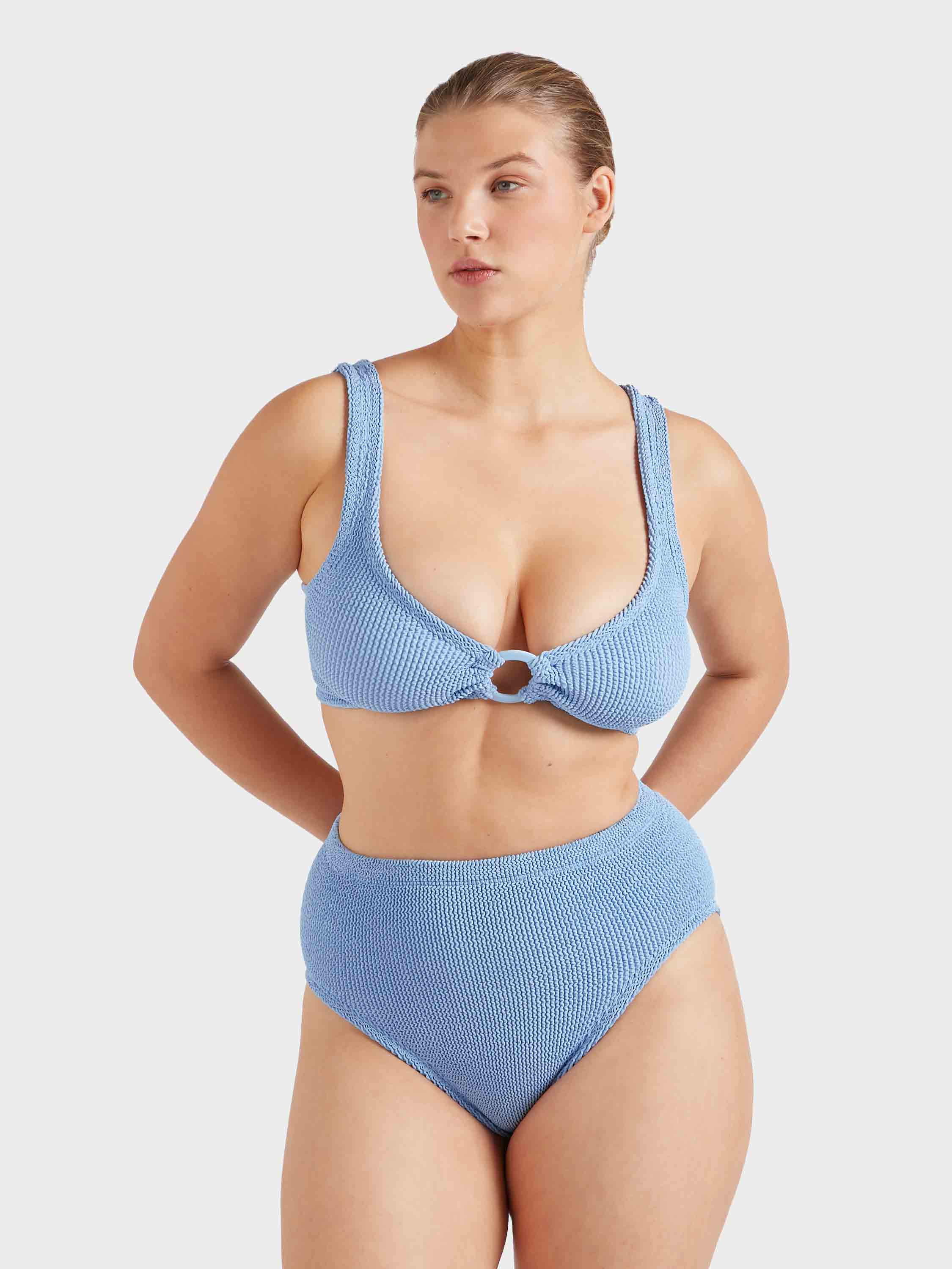 Nadine Bikini With Tonal Hoops - Cornflower