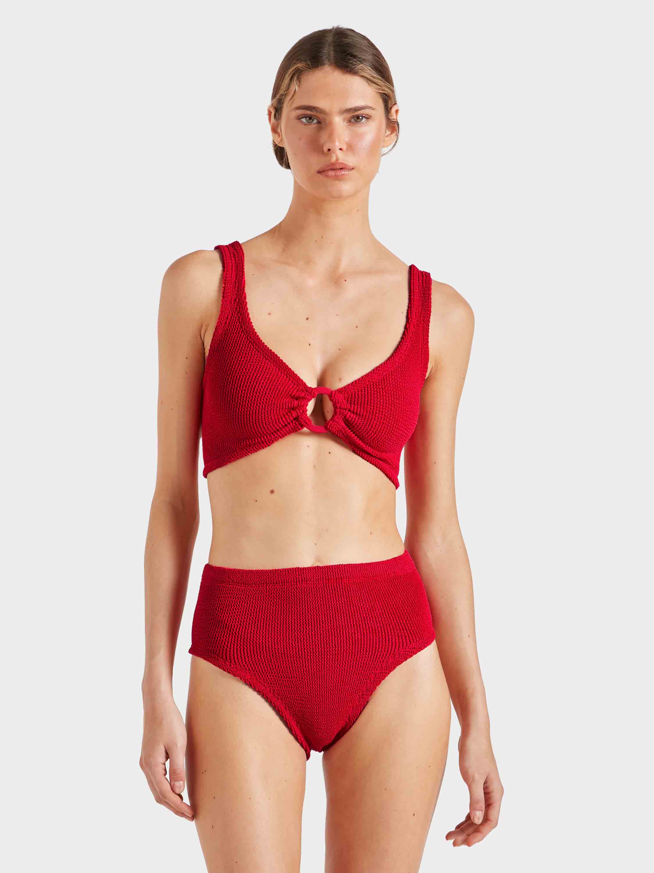 Nadine Bikini With Tonal Hoops - Red