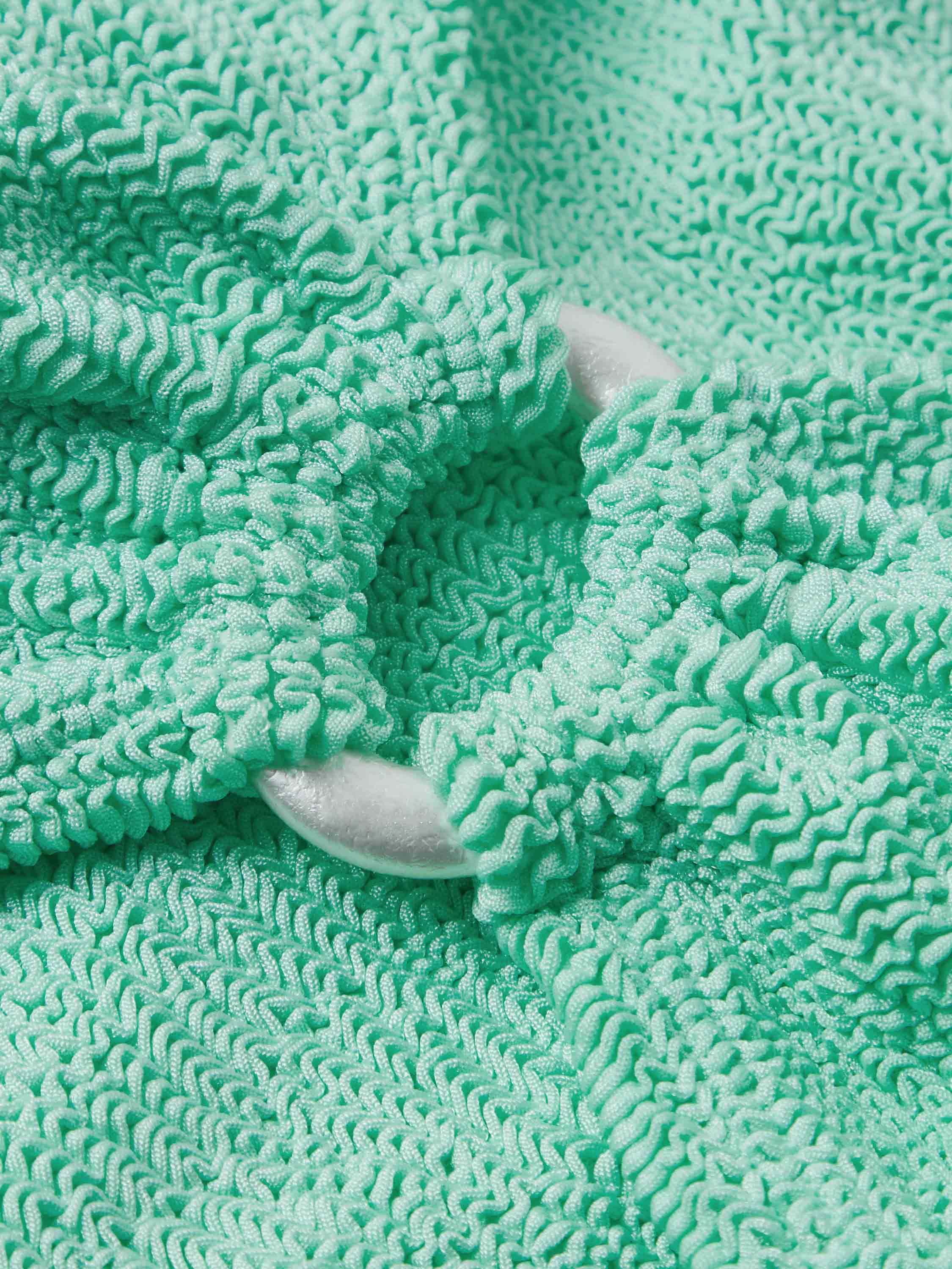 Nadine Bikini With Pearly Hoop - Metallic Mint
