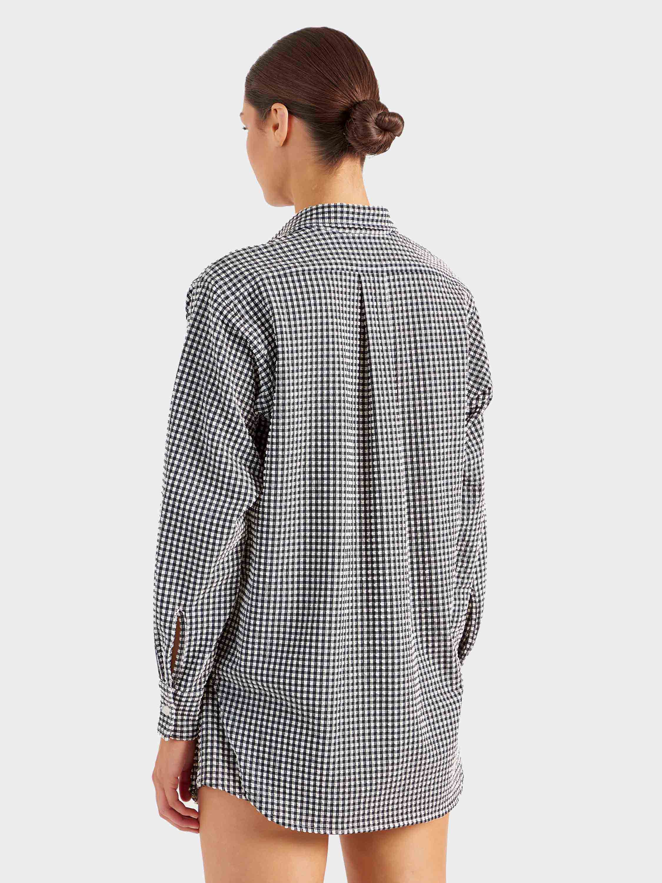 Gingham Seersucker Shirt - Black Gingham