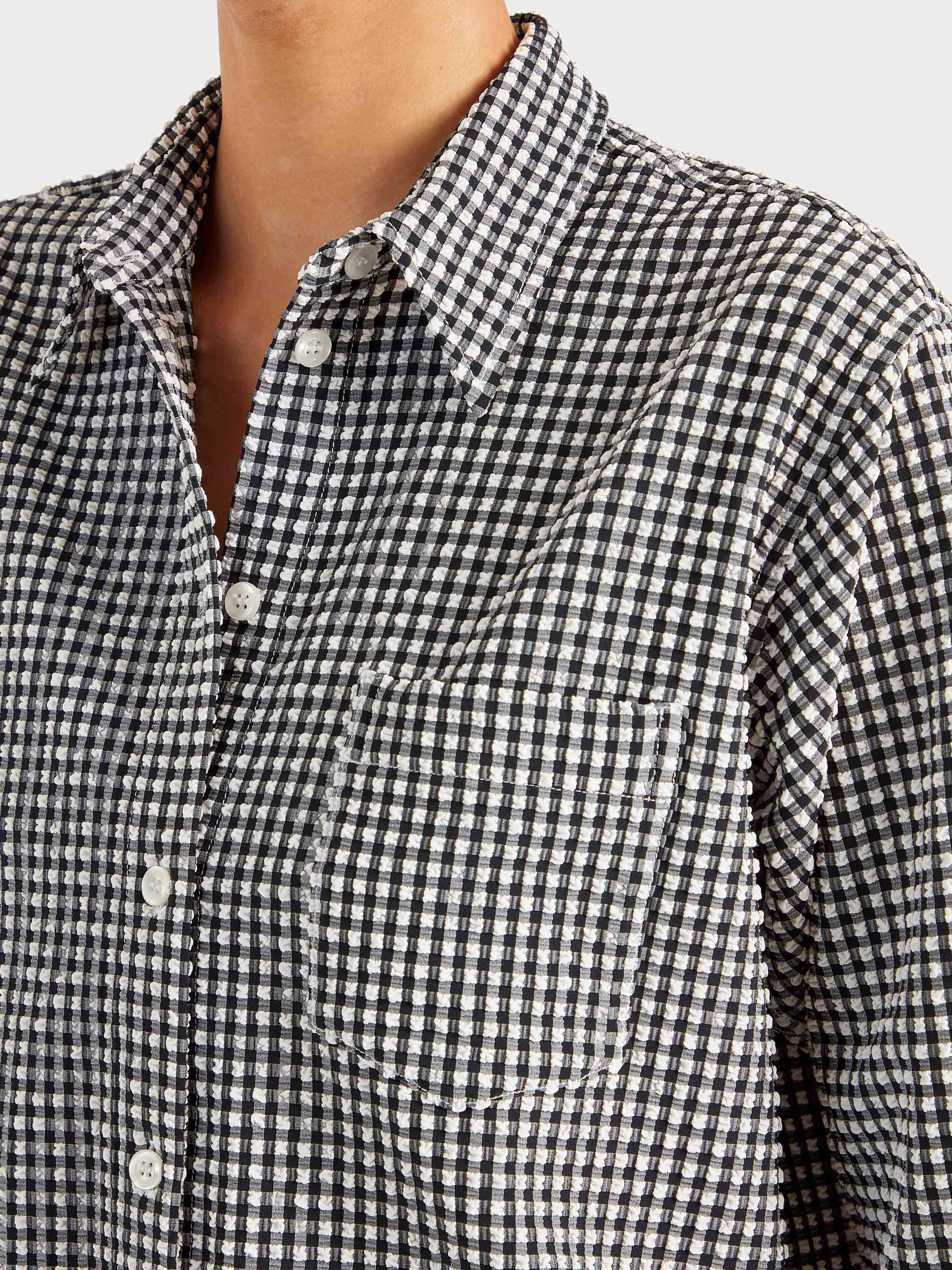 Gingham Seersucker Shirt - Black Gingham
