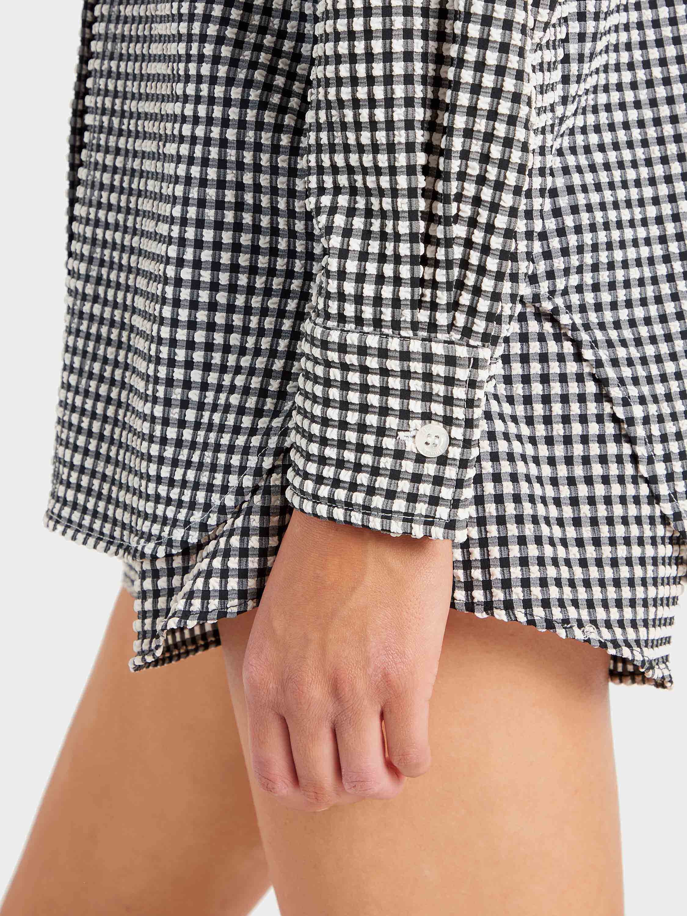 Gingham Seersucker Shirt - Black Gingham