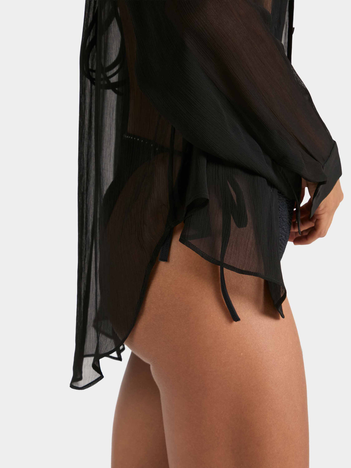 Oversized Shirt Sheer - Black