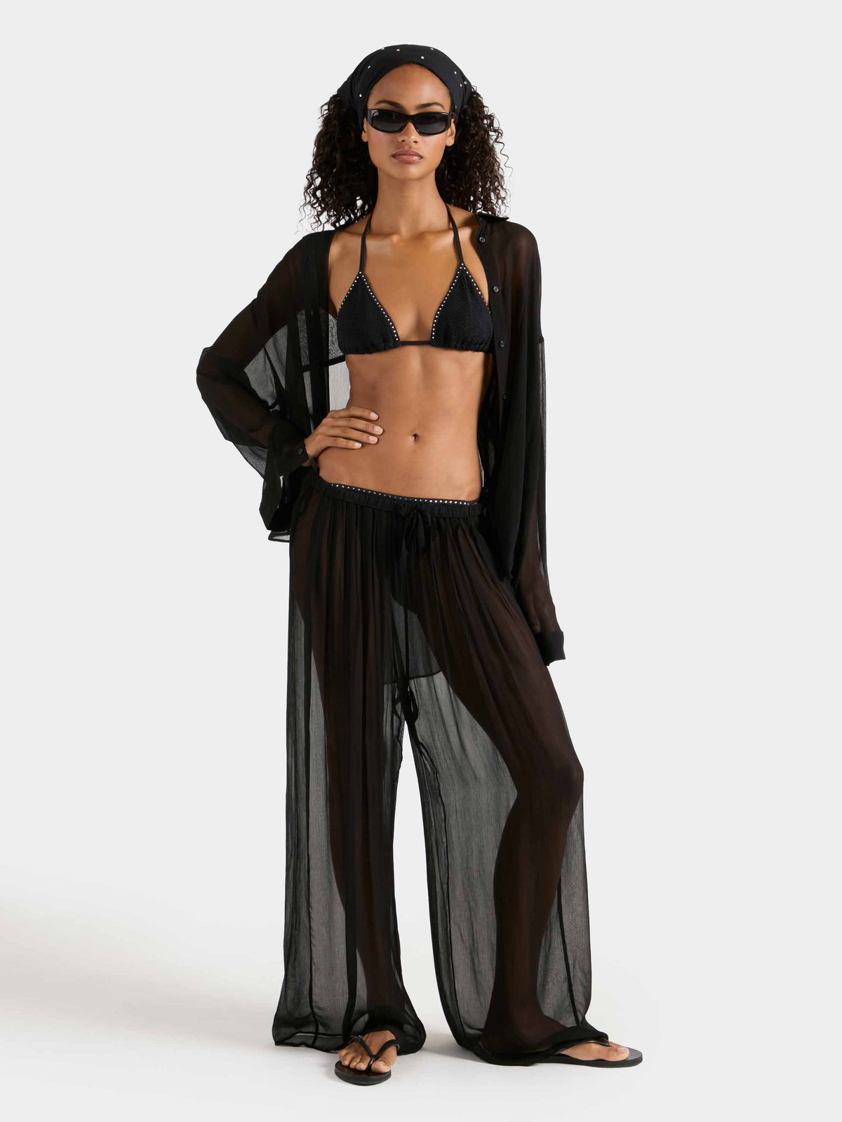 Oversized Shirt Sheer - Black