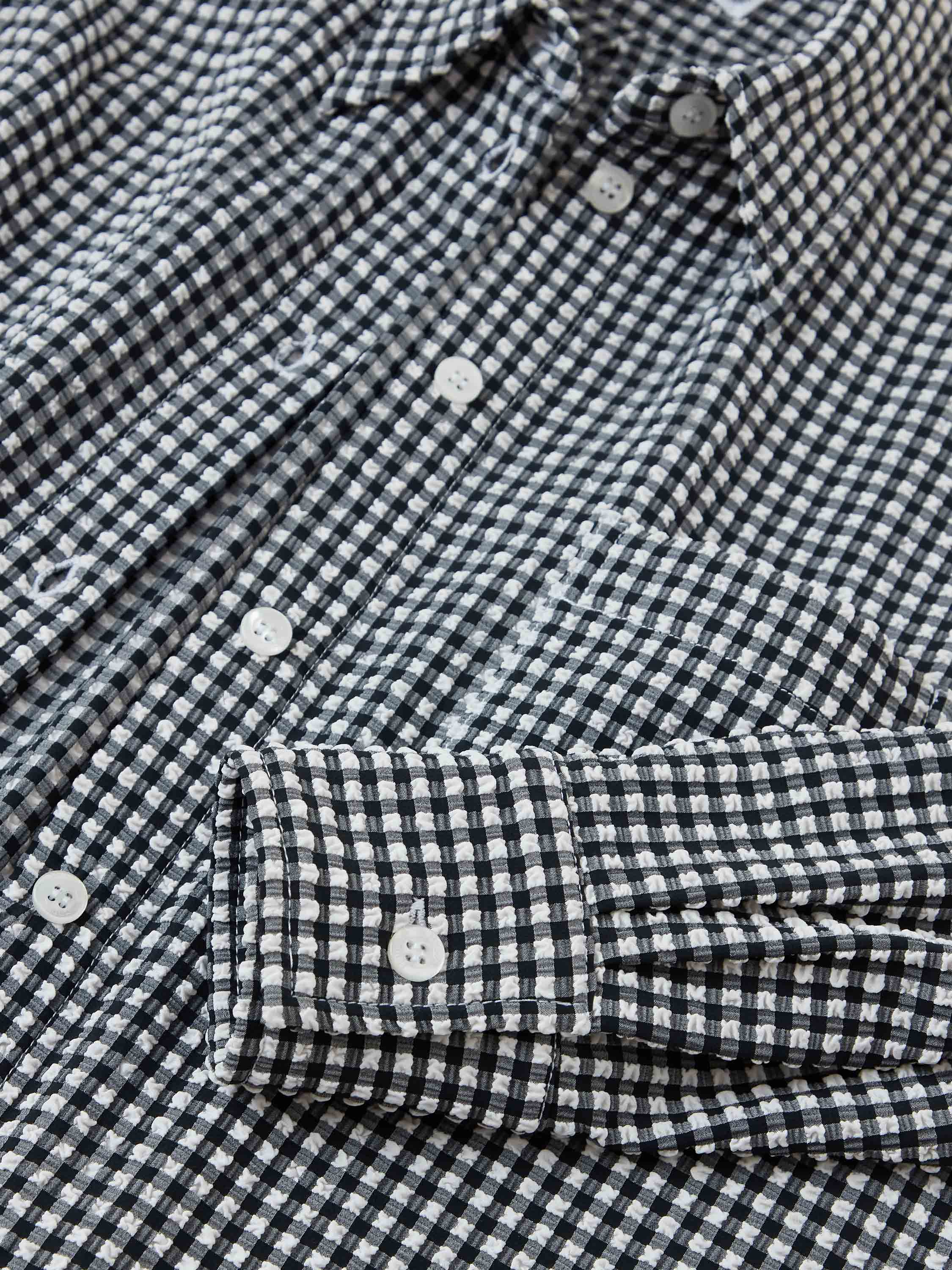 Gingham Seersucker Shirt - Black Gingham