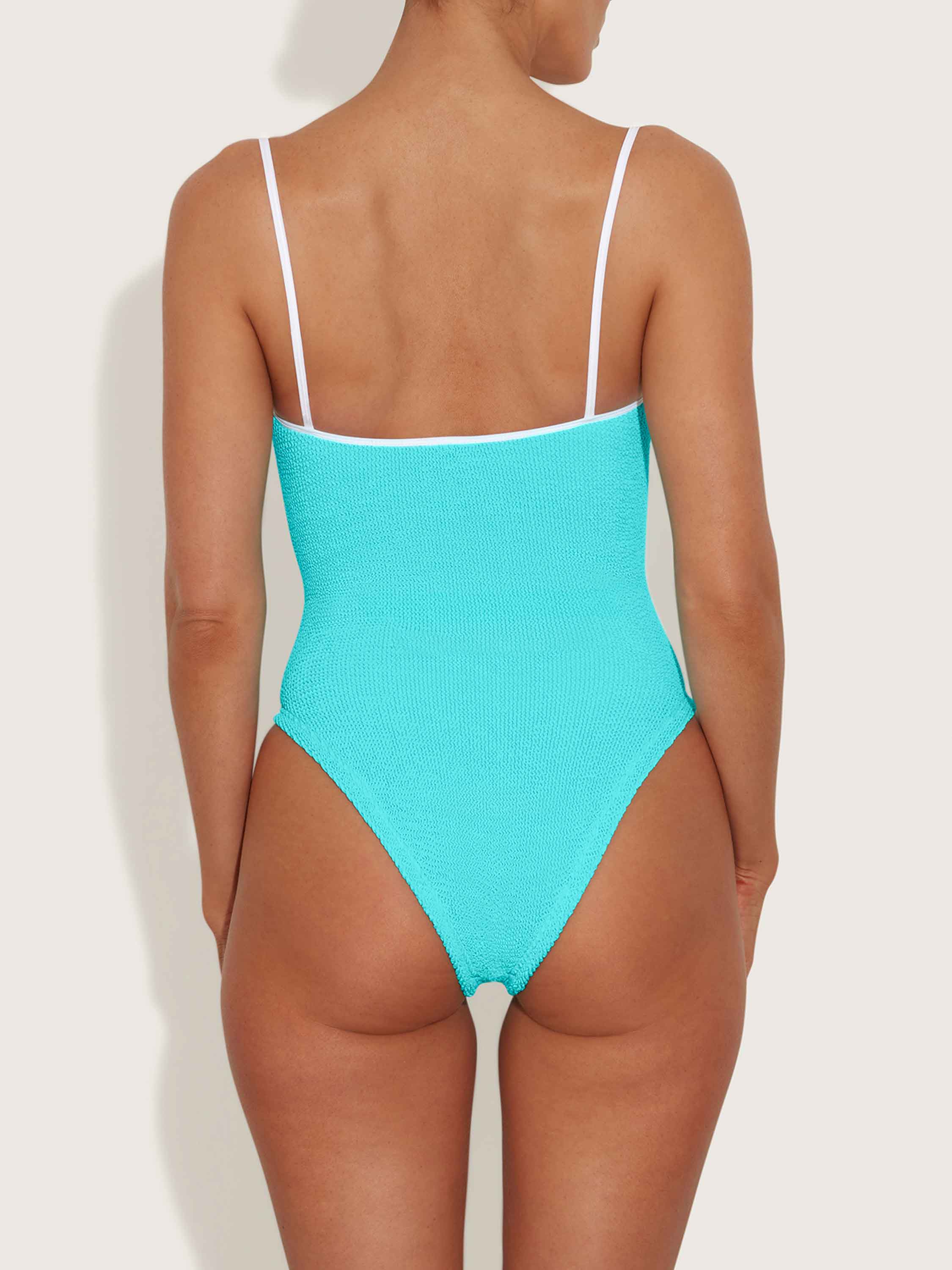 Pamela Swim Contrast - Aqua/White