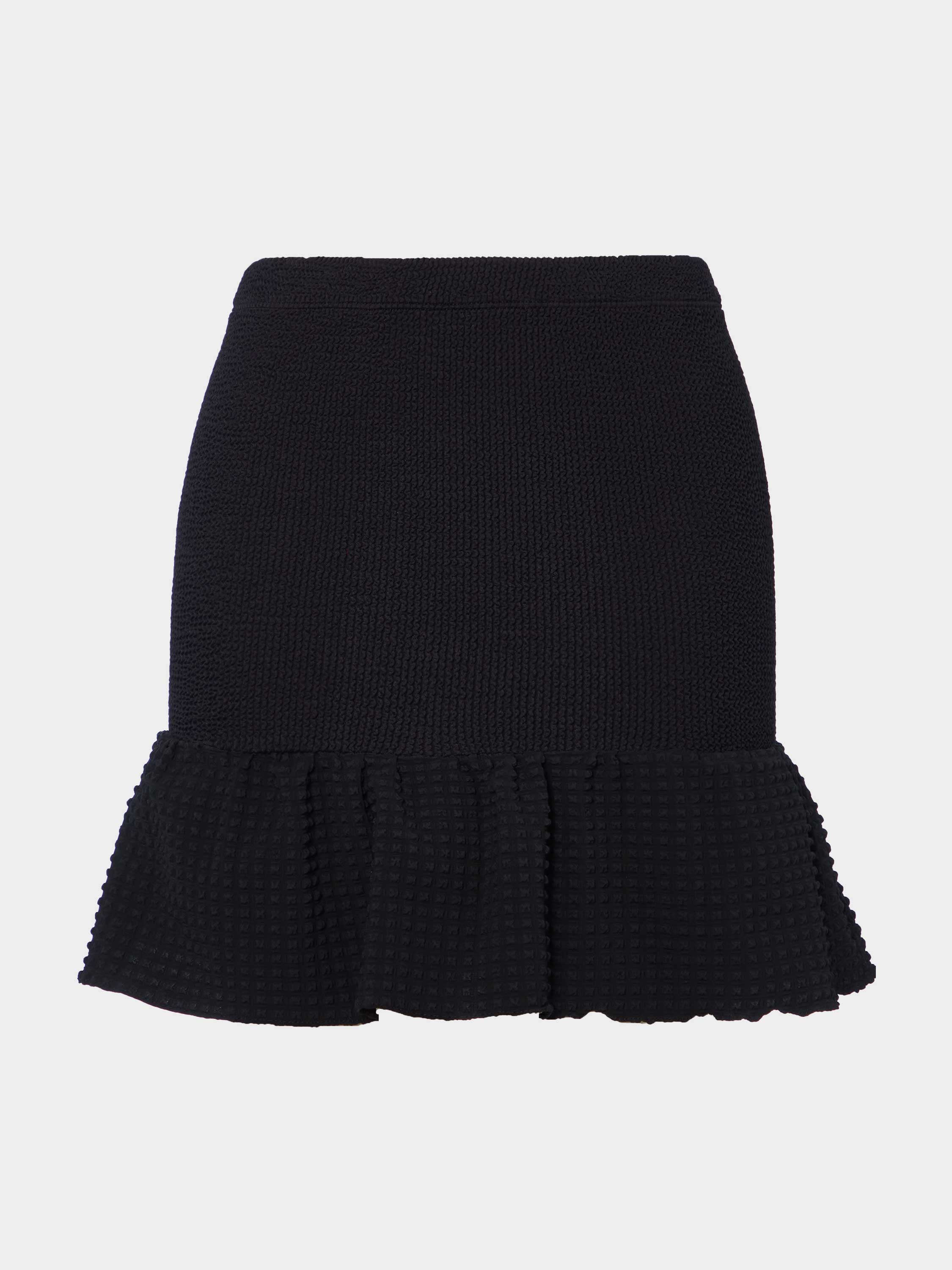 Peplum Seersucker Swimskirt/Tube Top - Black