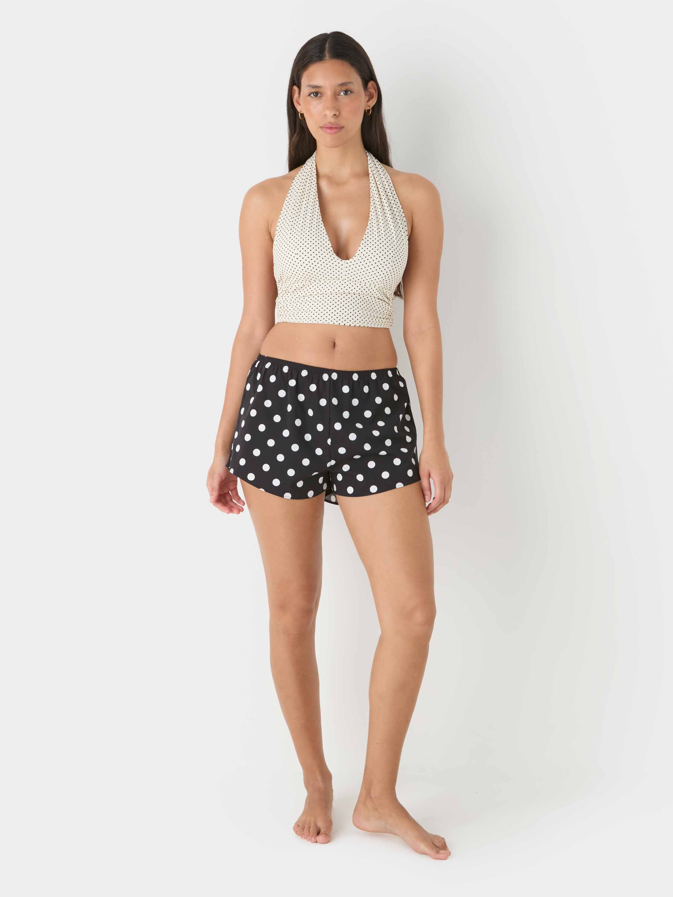 UPF Halter Top - Vanilla polka-dot