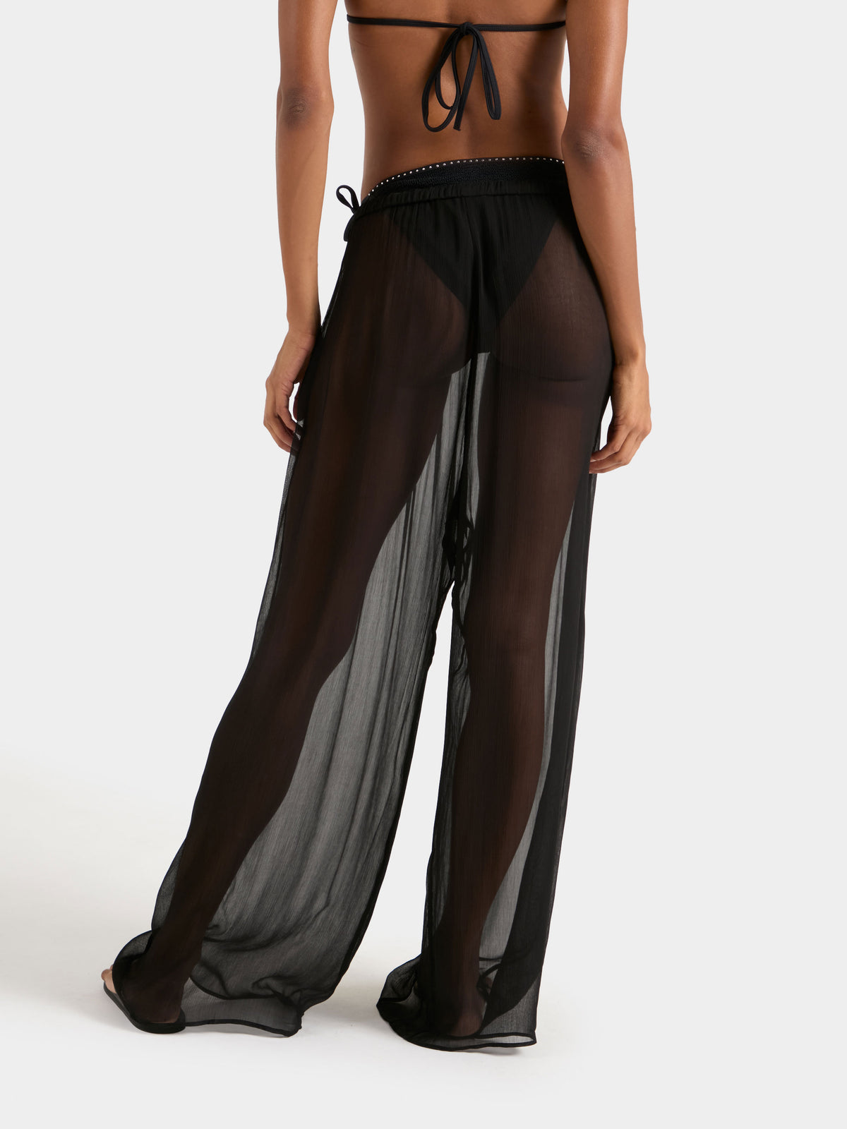 Wide Leg Sheer Pant - Black