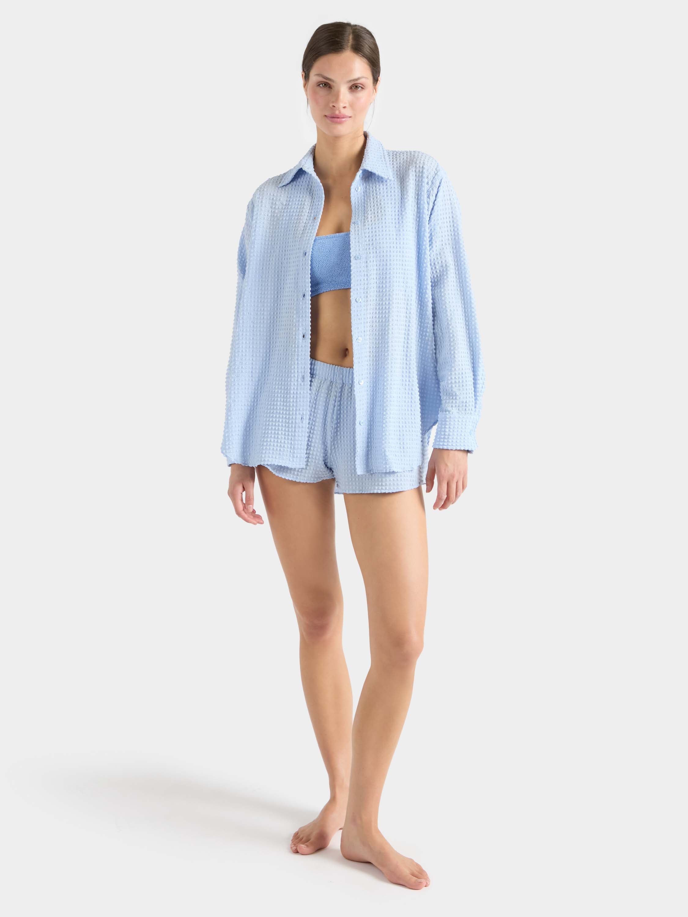 Resort Shirt - Seersucker Light Cornflower