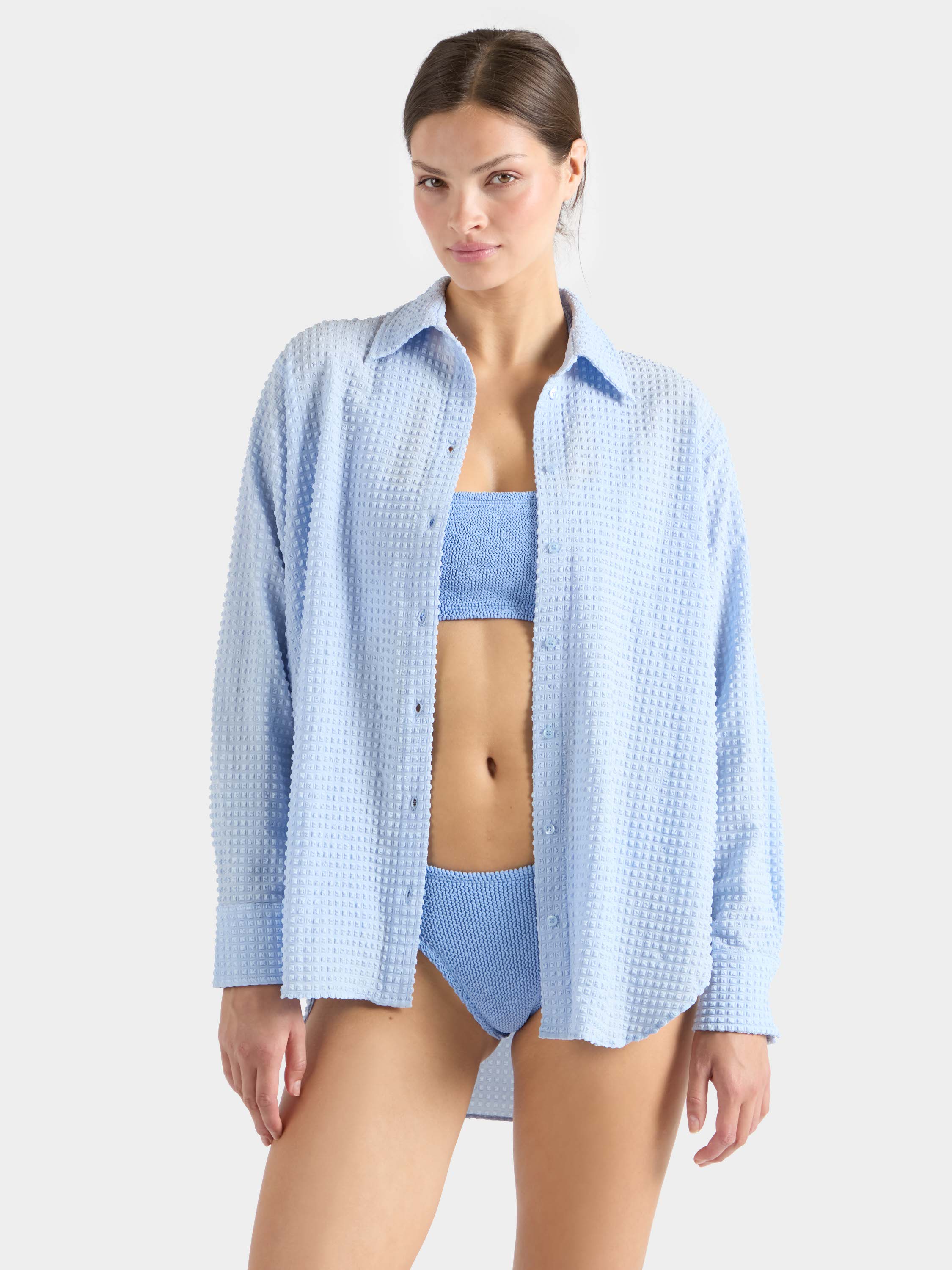 Resort Shirt - Seersucker Light Cornflower
