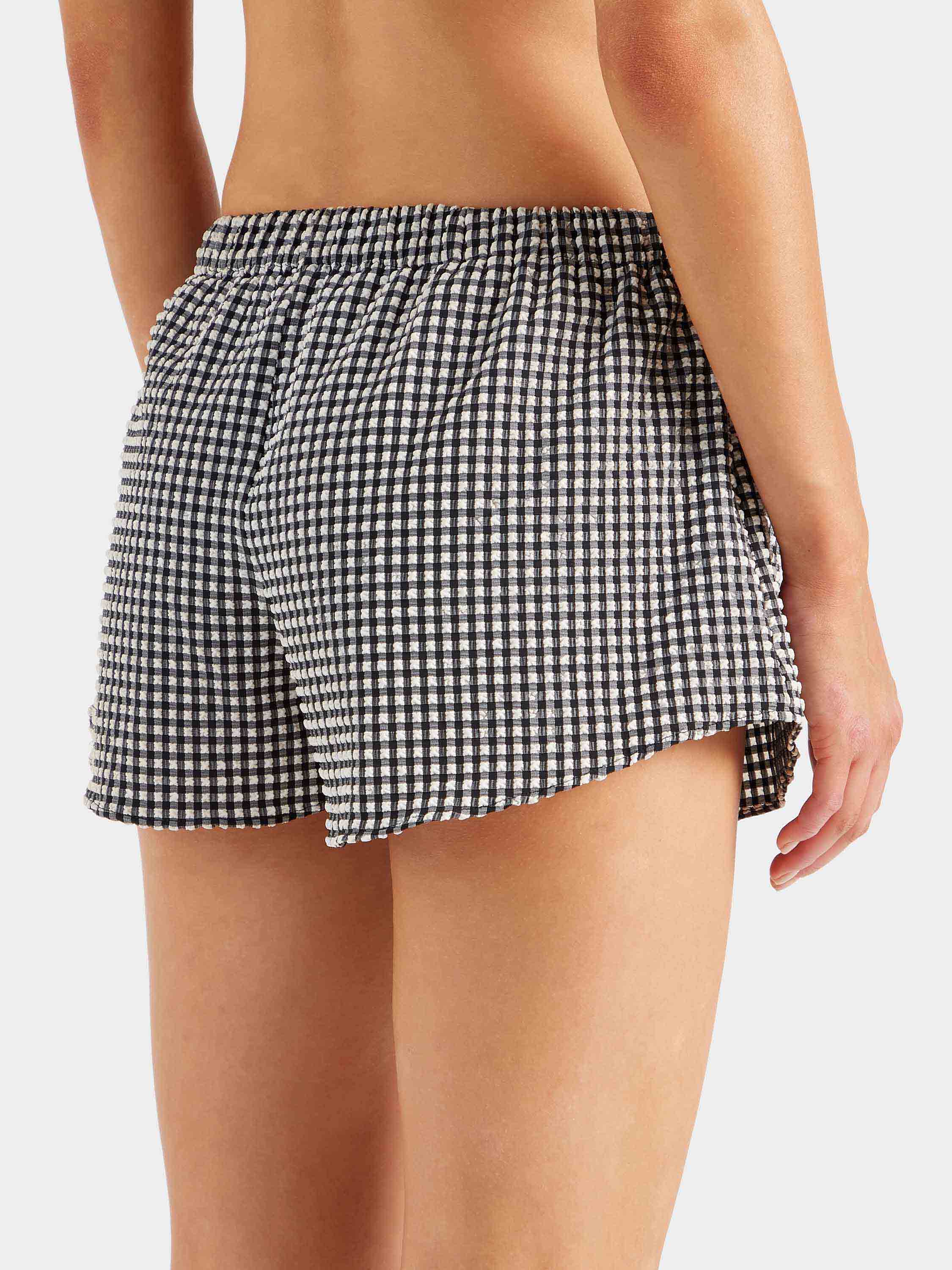 Gingham Seersucker Swim Shorts - Black Gingham