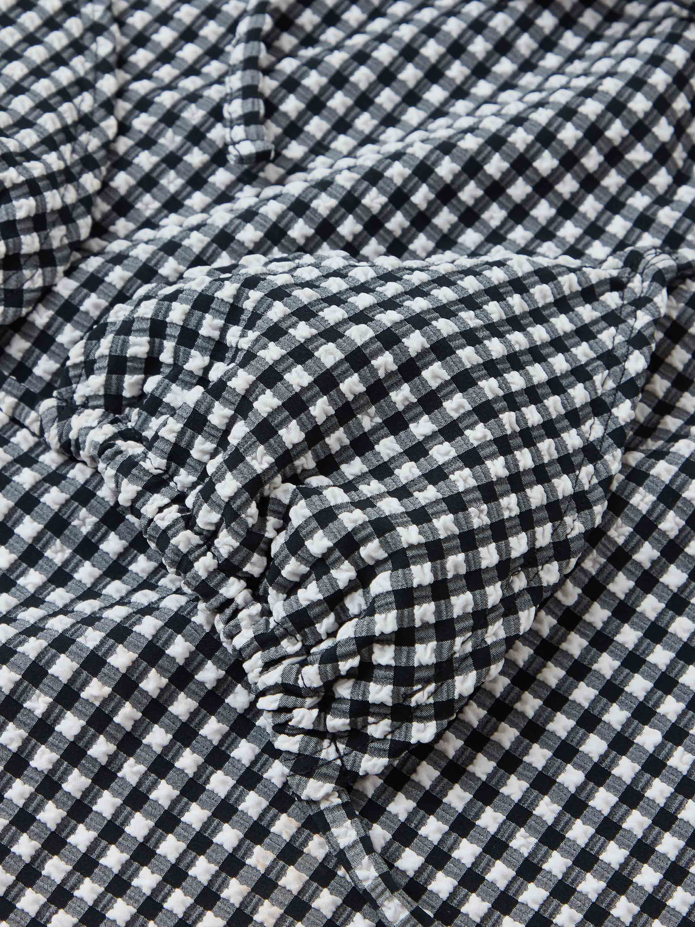 Gingham Seersucker Sabrina Bikini - Black Gingham