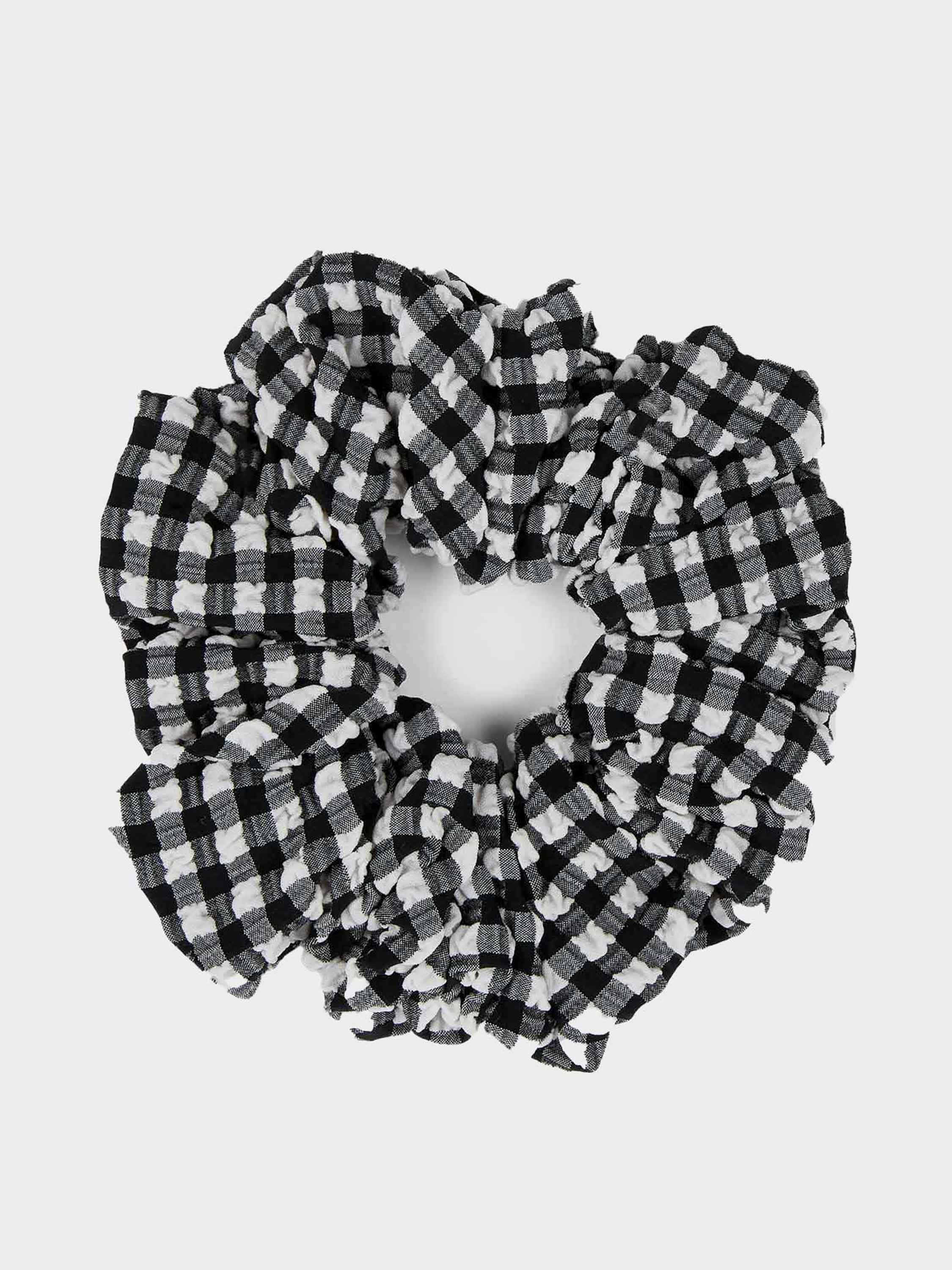 Gingham Seersucker Scrunchie - Black Gingham