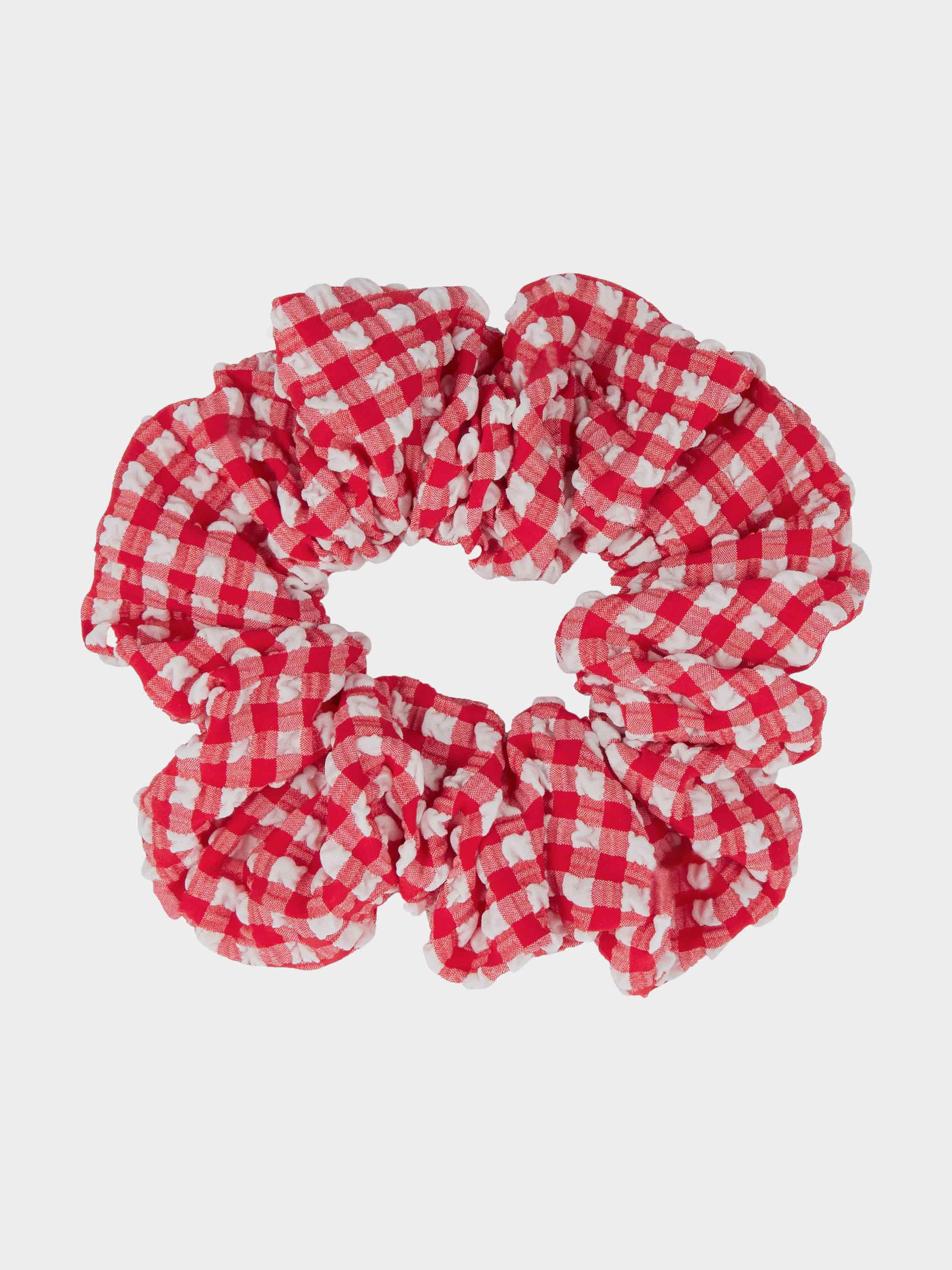 Gingham Seersucker Scrunchie - Red Gingham