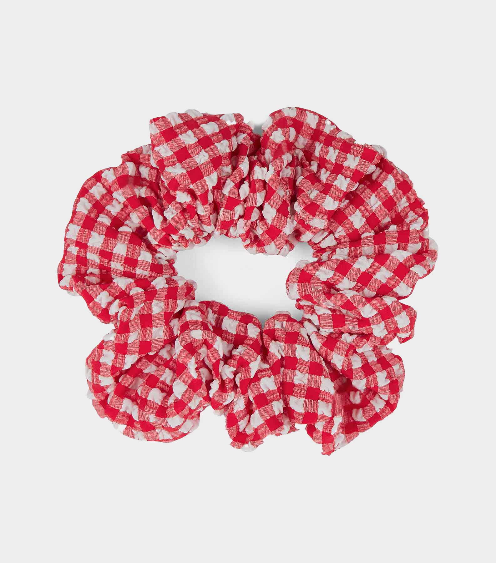 Gingham Seersucker Scrunchie - Red Gingham