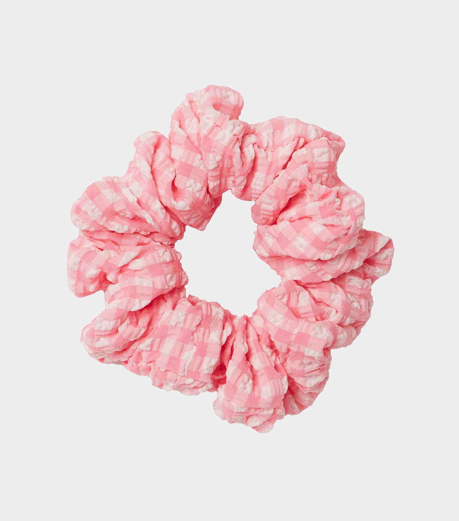 Gingham Seersucker Scrunchie - Milkshake Gingham