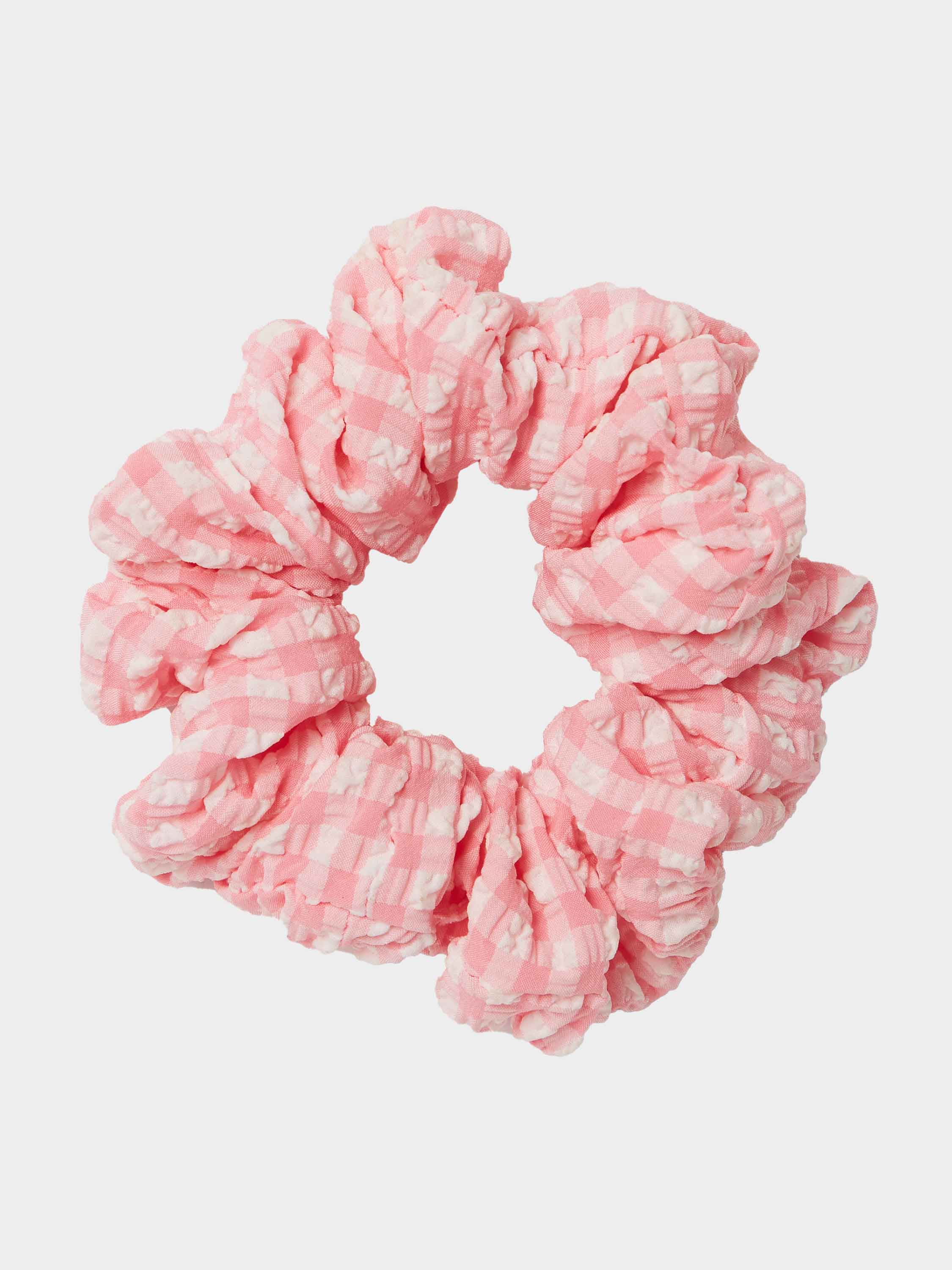 Gingham Seersucker Scrunchie - Milkshake Gingham