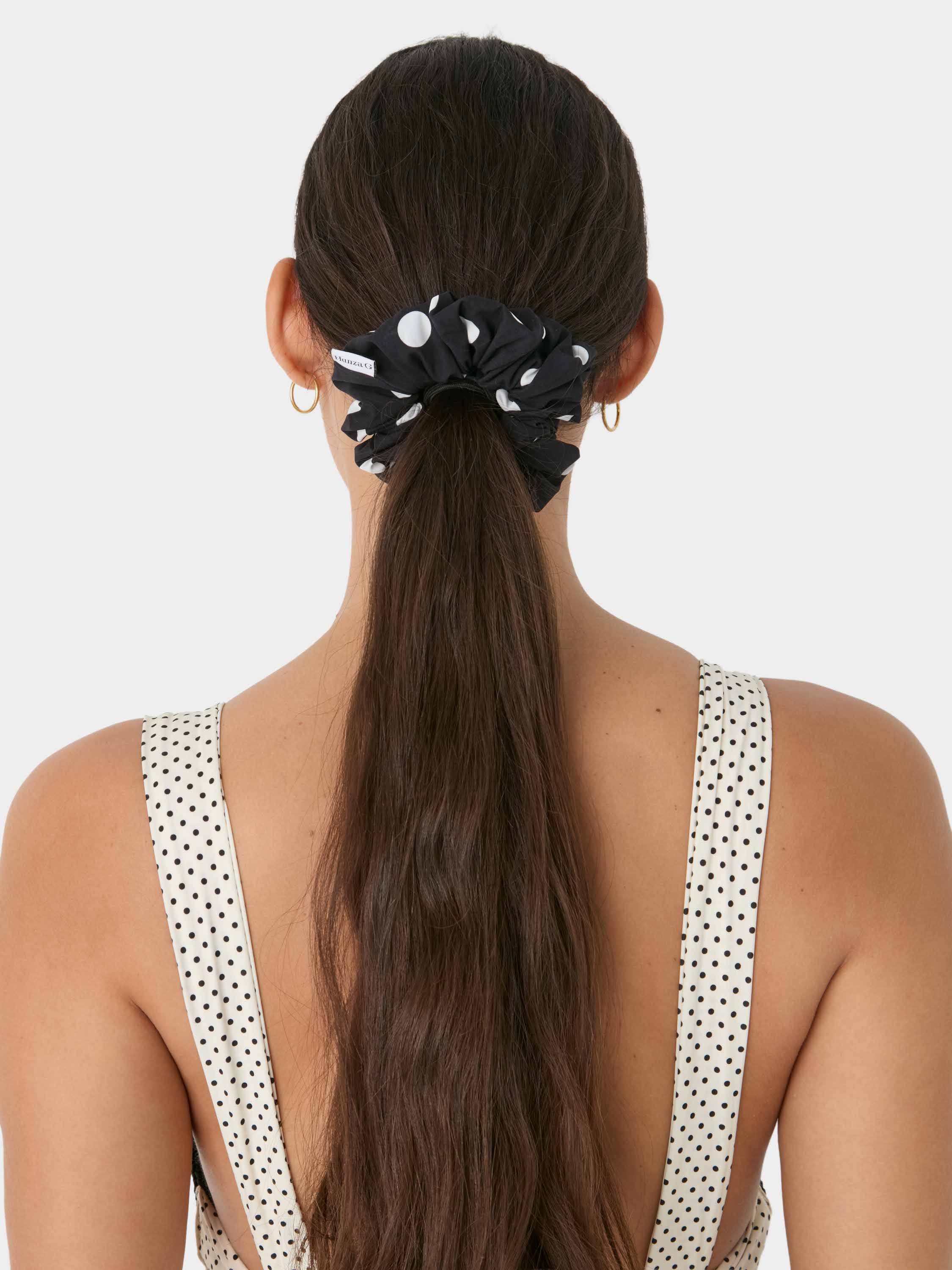 2 Pack Scrunchies - Black and vanilla polka-dot
