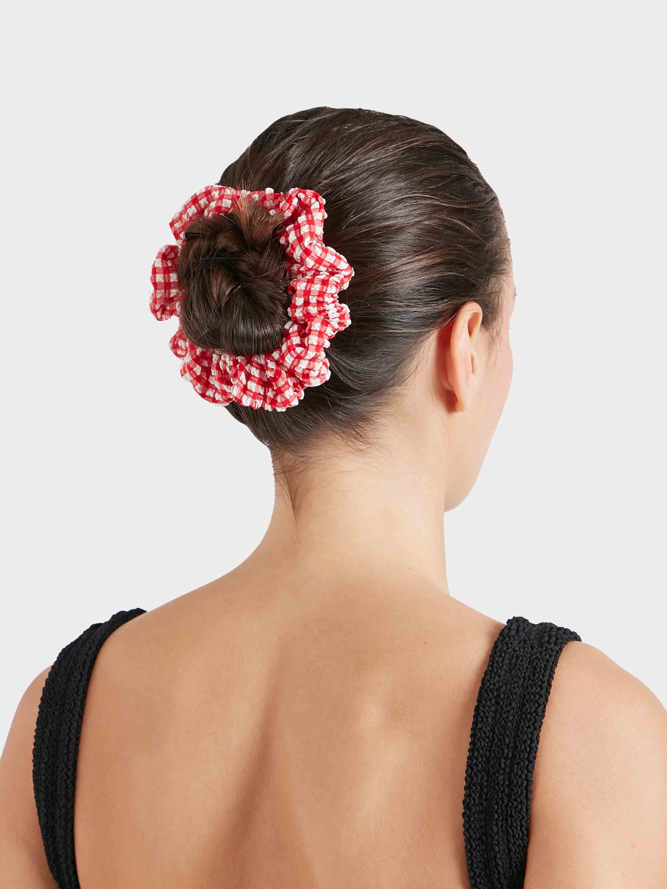 Gingham Seersucker Scrunchie - Red Gingham