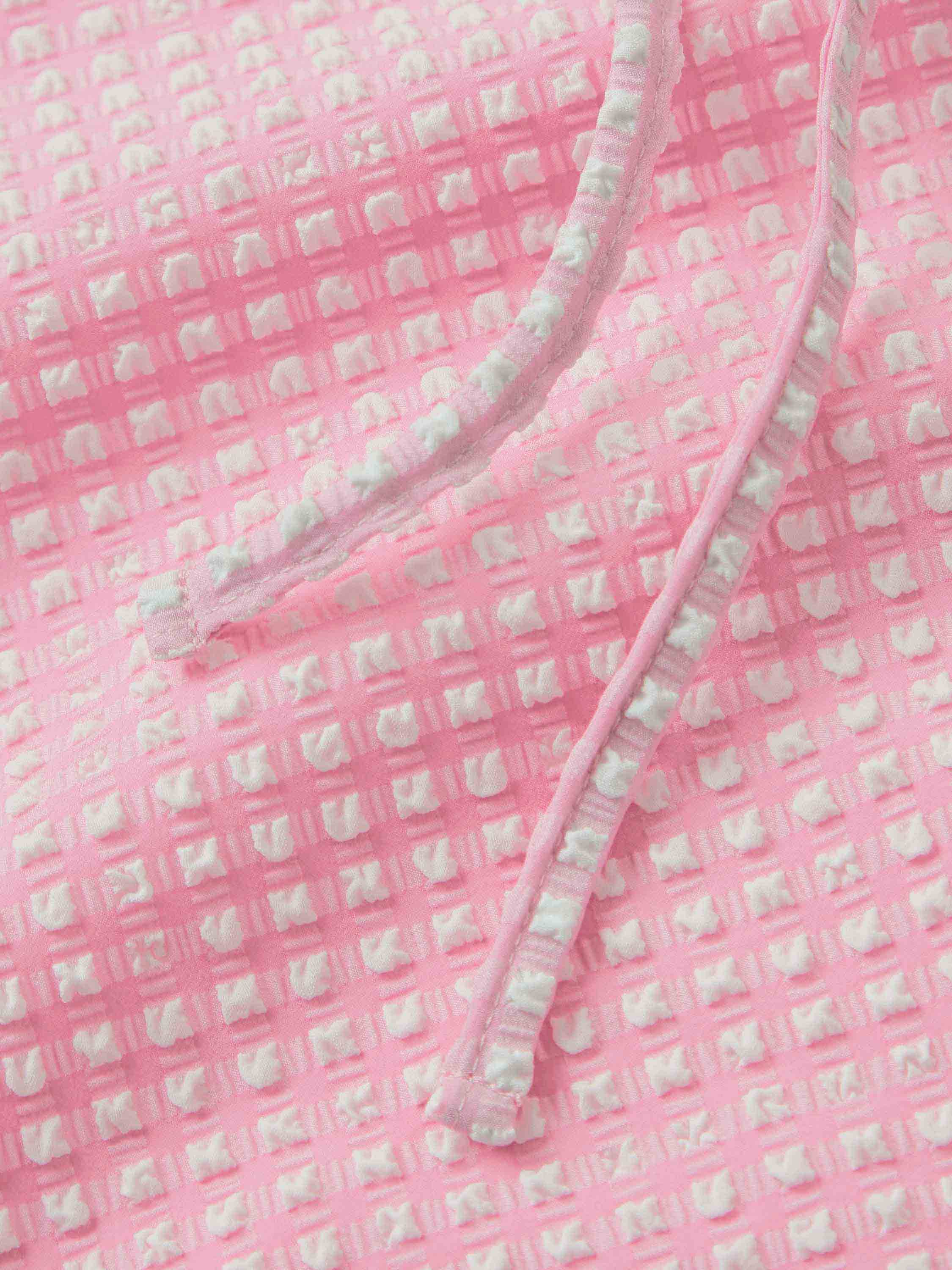 Gingham Seersucker Short Sarong - Milkshake Gingham