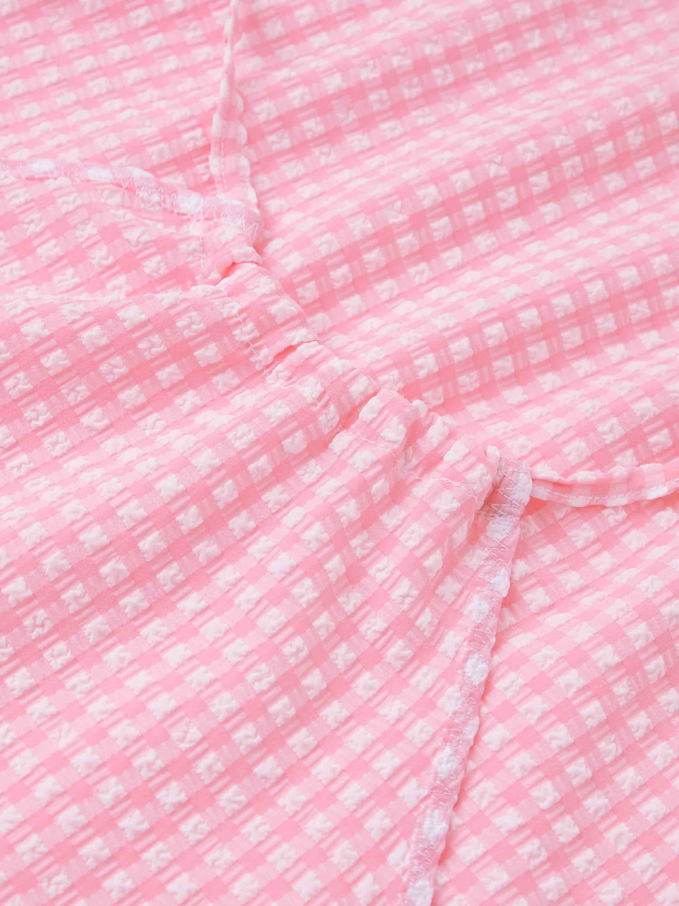 Gingham Seersucker Mini Dress - Milkshake Gingham