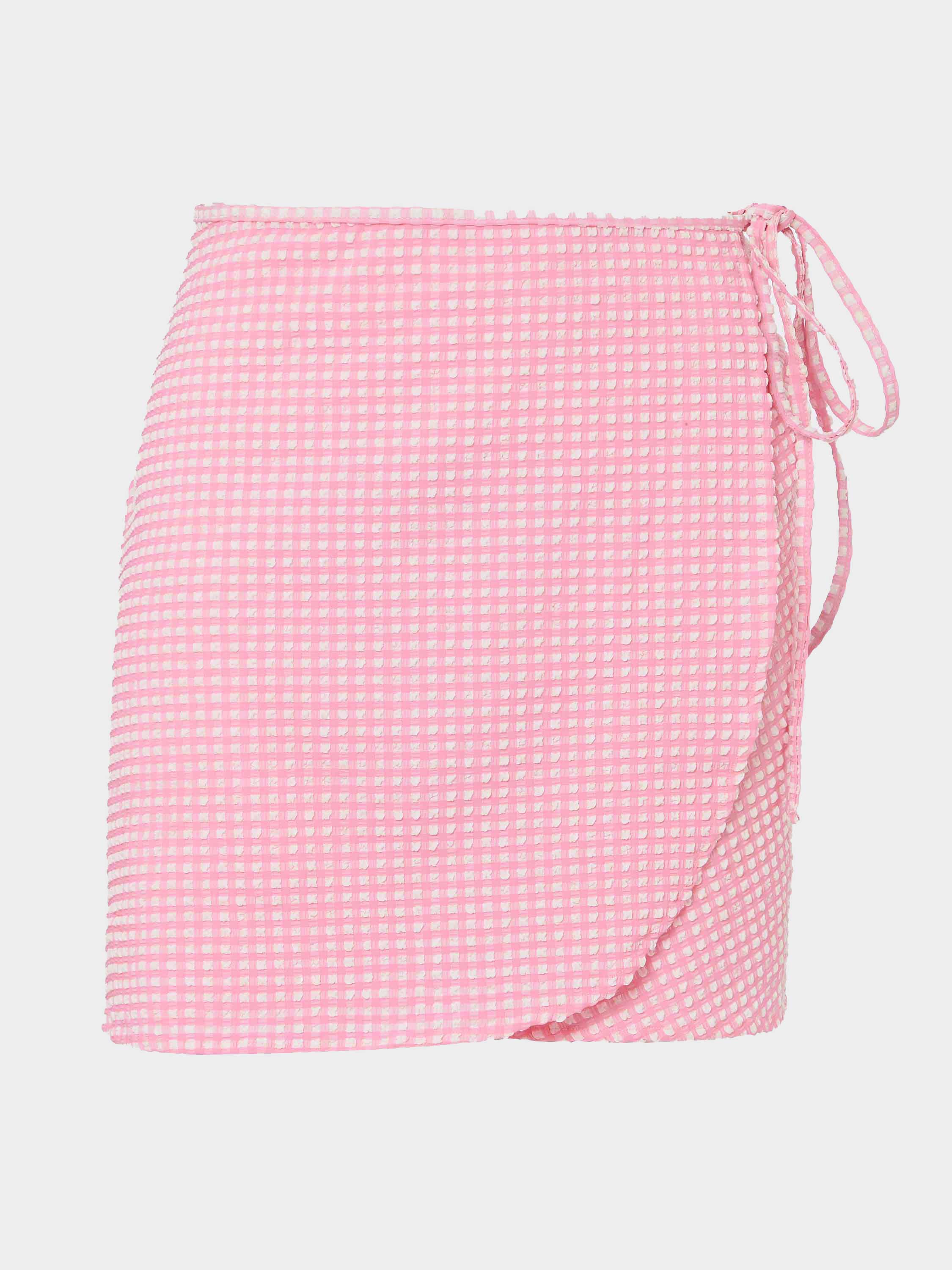 Gingham Seersucker Short Sarong - Milkshake Gingham
