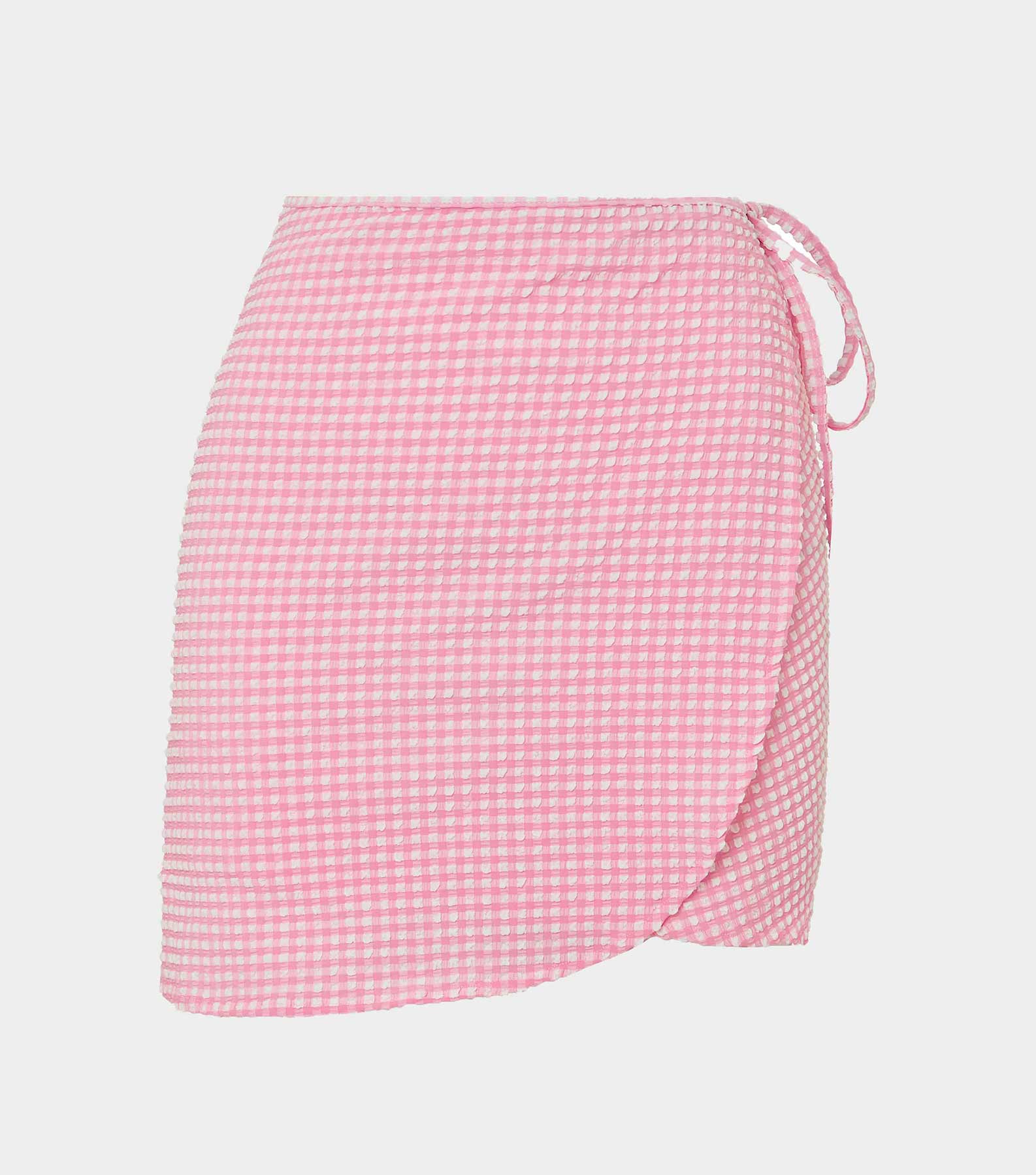 Gingham Seersucker Short Sarong - Milkshake Gingham