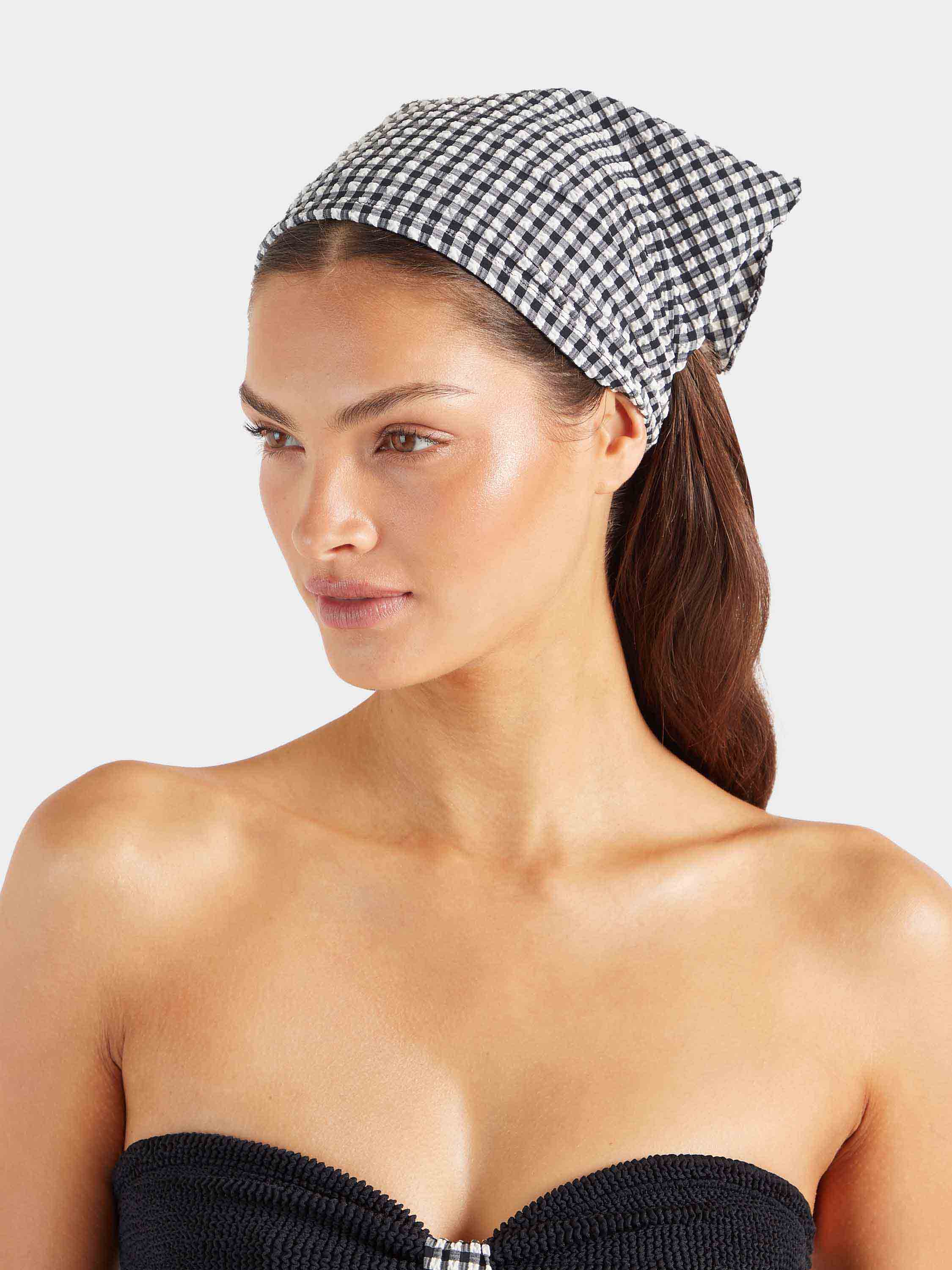 Sofia Gingham Headscarf - Black Gingham