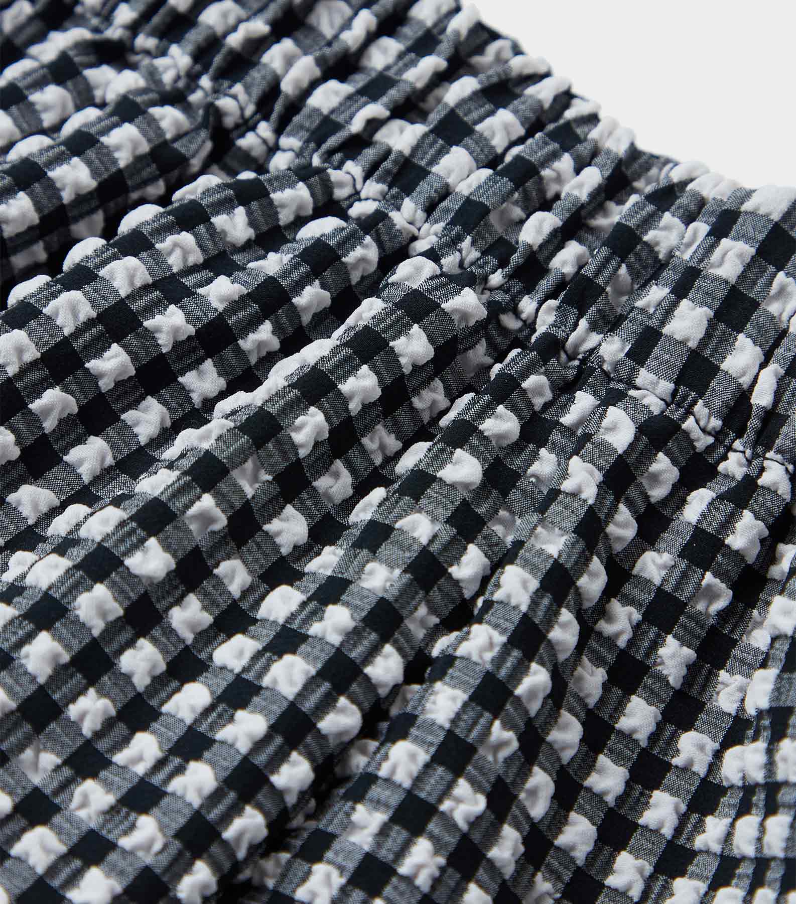 Gingham Seersucker Runner Shorts - Black Gingham